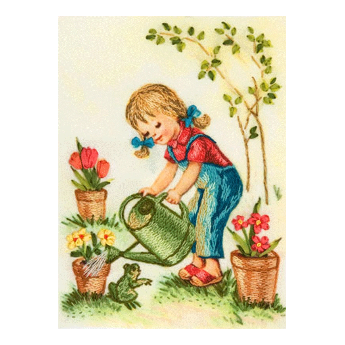 Satin Stitch - Little Girl with her Plants Embroidery Kits - JK-2003