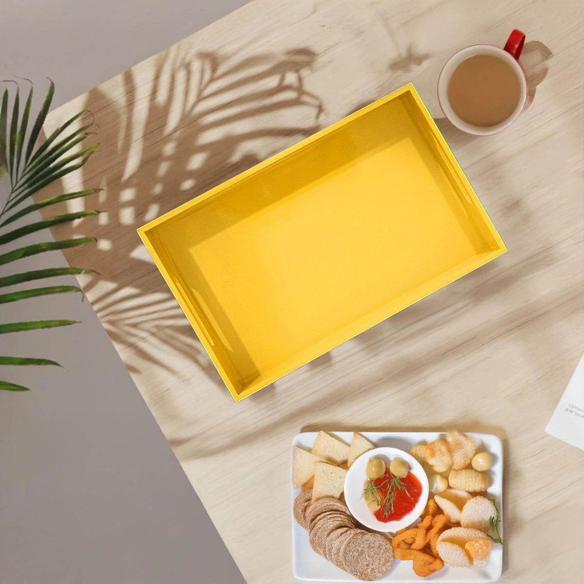 Classic Handcrafted Solid Butterscotch Wooden Serving Trays 12x8 Inch