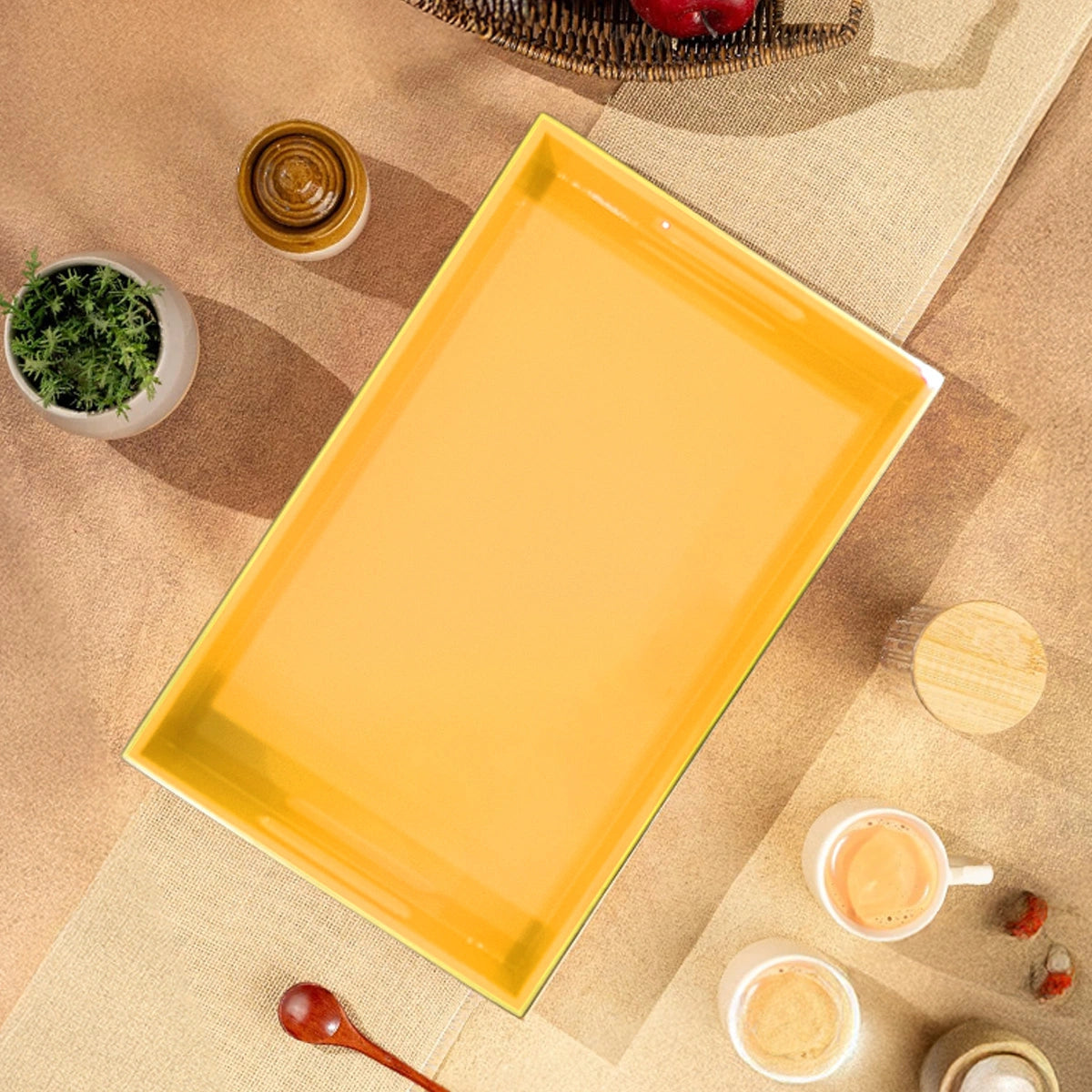 Classic Handcrafted Solid Butterscotch Wooden Serving Trays 12x8 Inch