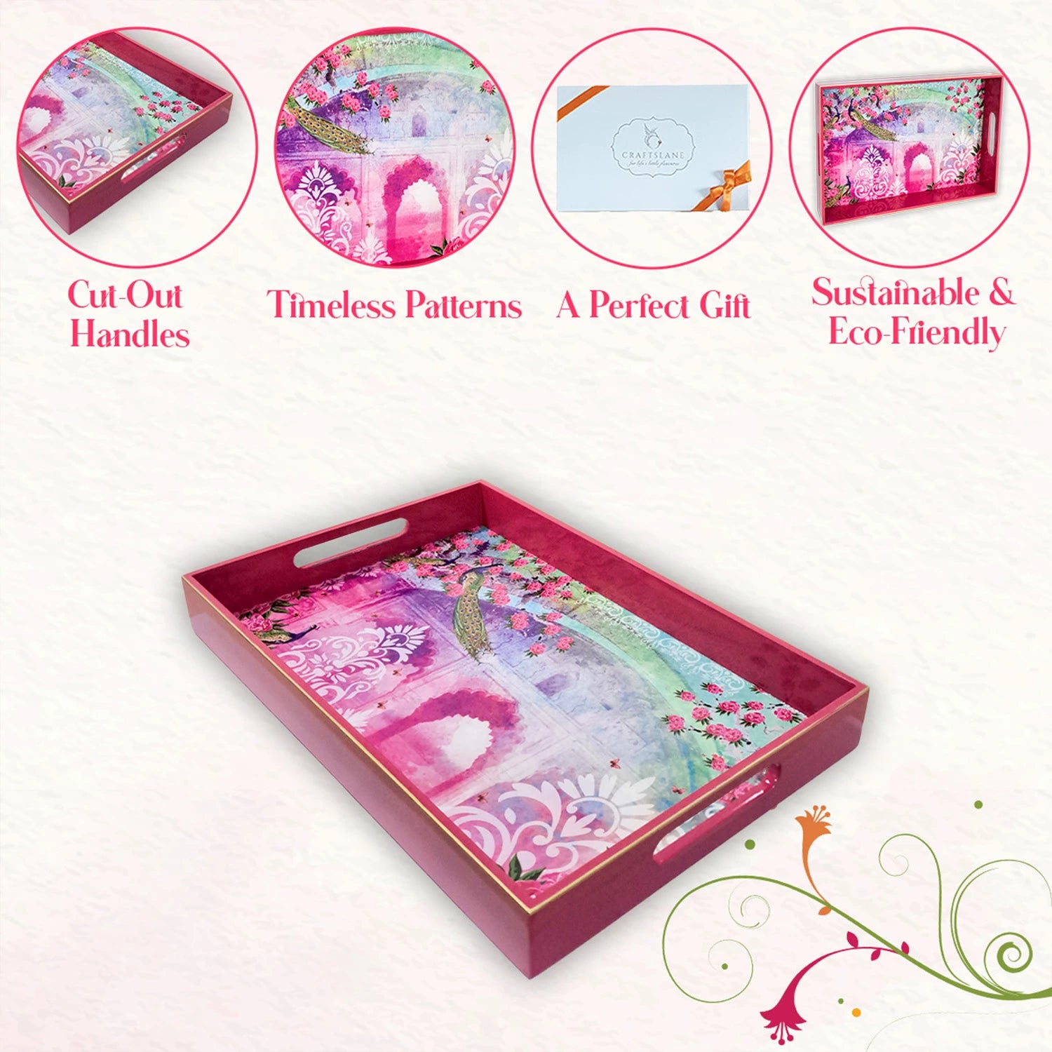 Your Signature Style ~ Handcrafted Enchanted Mornings Serving Trays 12x8 Inch