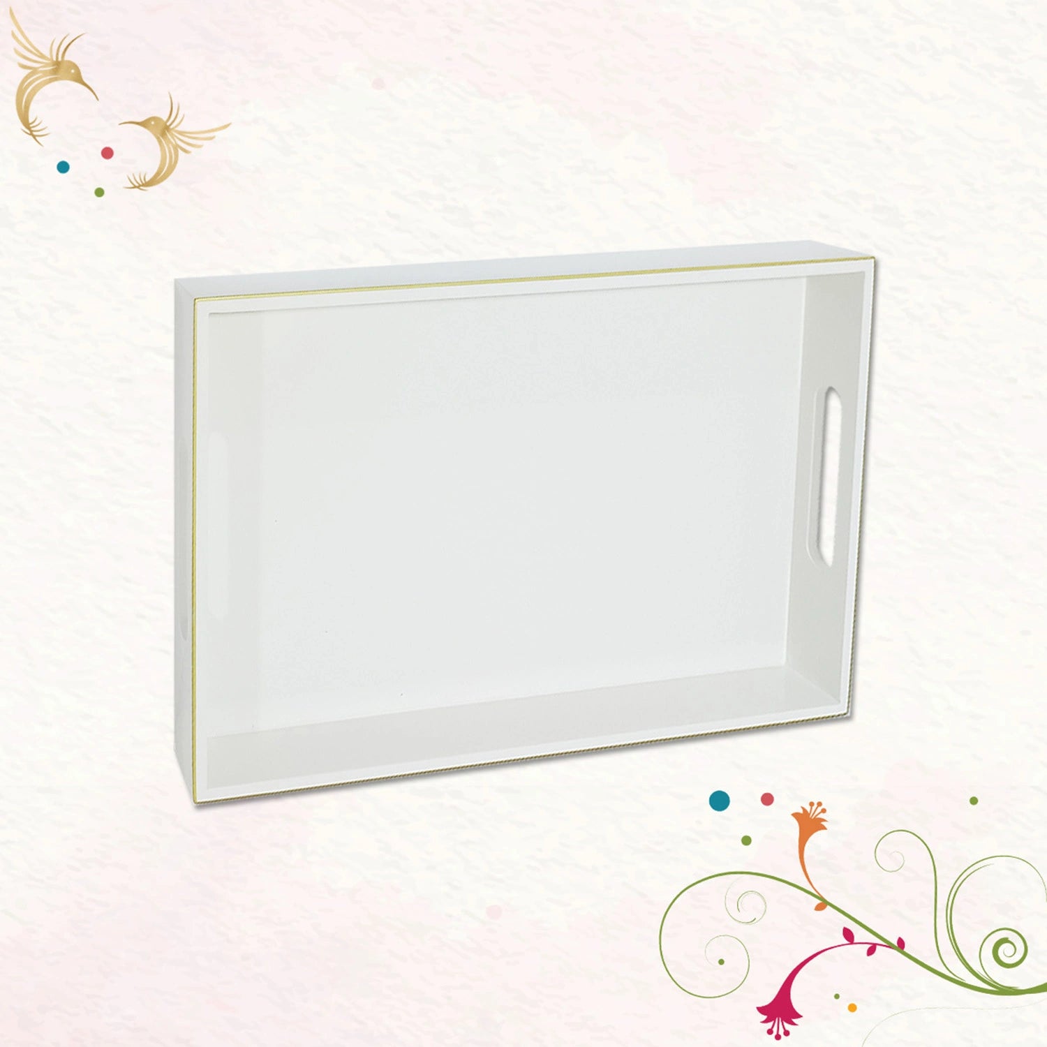 Classic Handcrafted Solid Eggshell Wooden Serving Trays 12x8 Inch