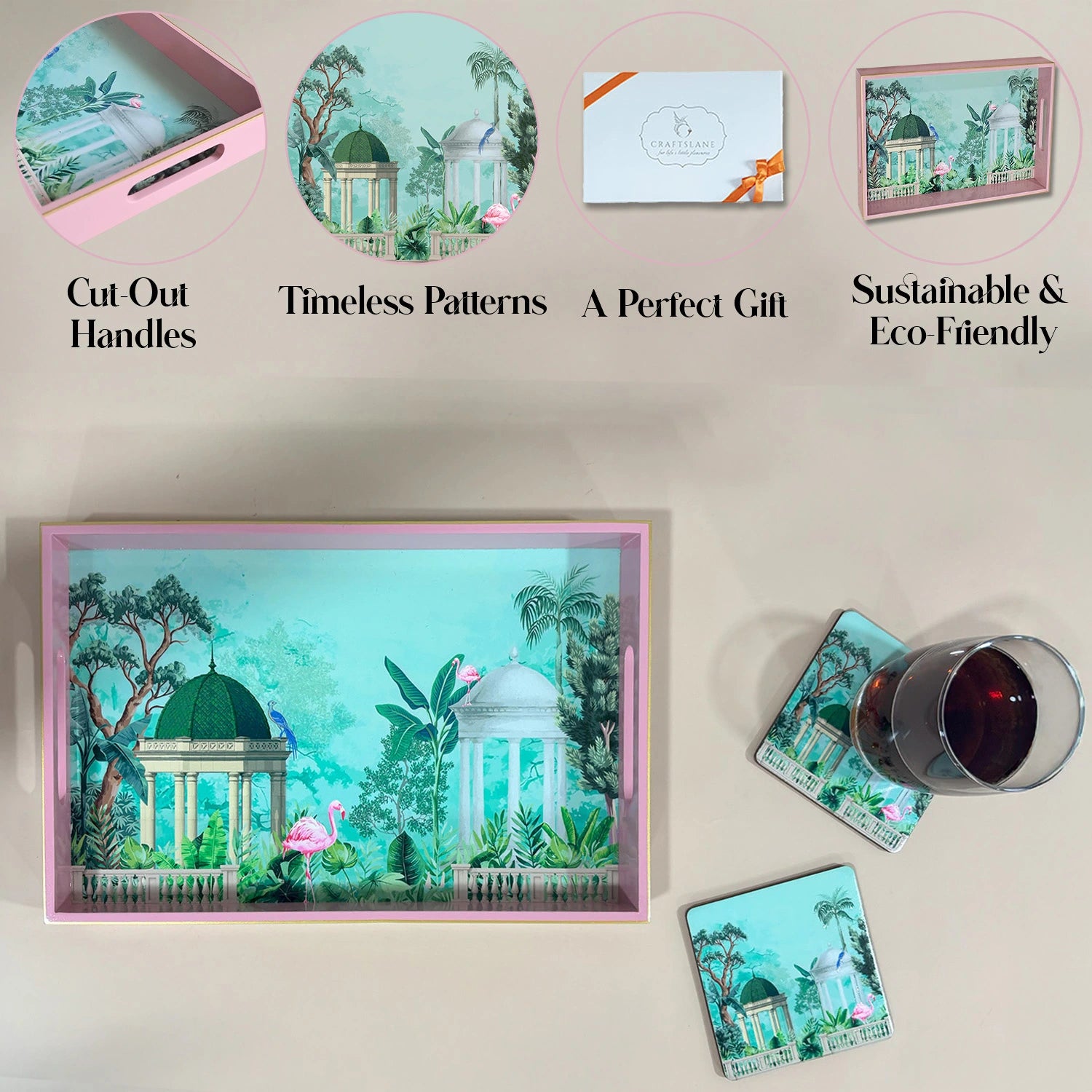 Your Signature Style ~ Handcrafted Flamingo Whispers Serving Trays 12x8 Inch