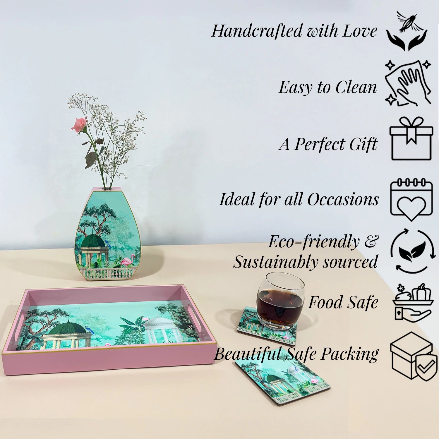 Your Signature Style ~ Handcrafted Flamingo Whispers Serving Trays 12x8 Inch