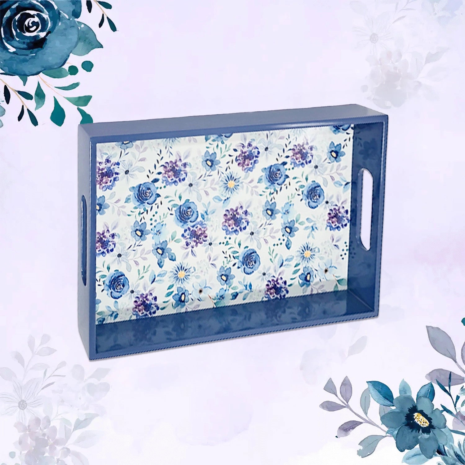 Your Signature Style ~ Handcrafted Indigo Roses Serving Trays