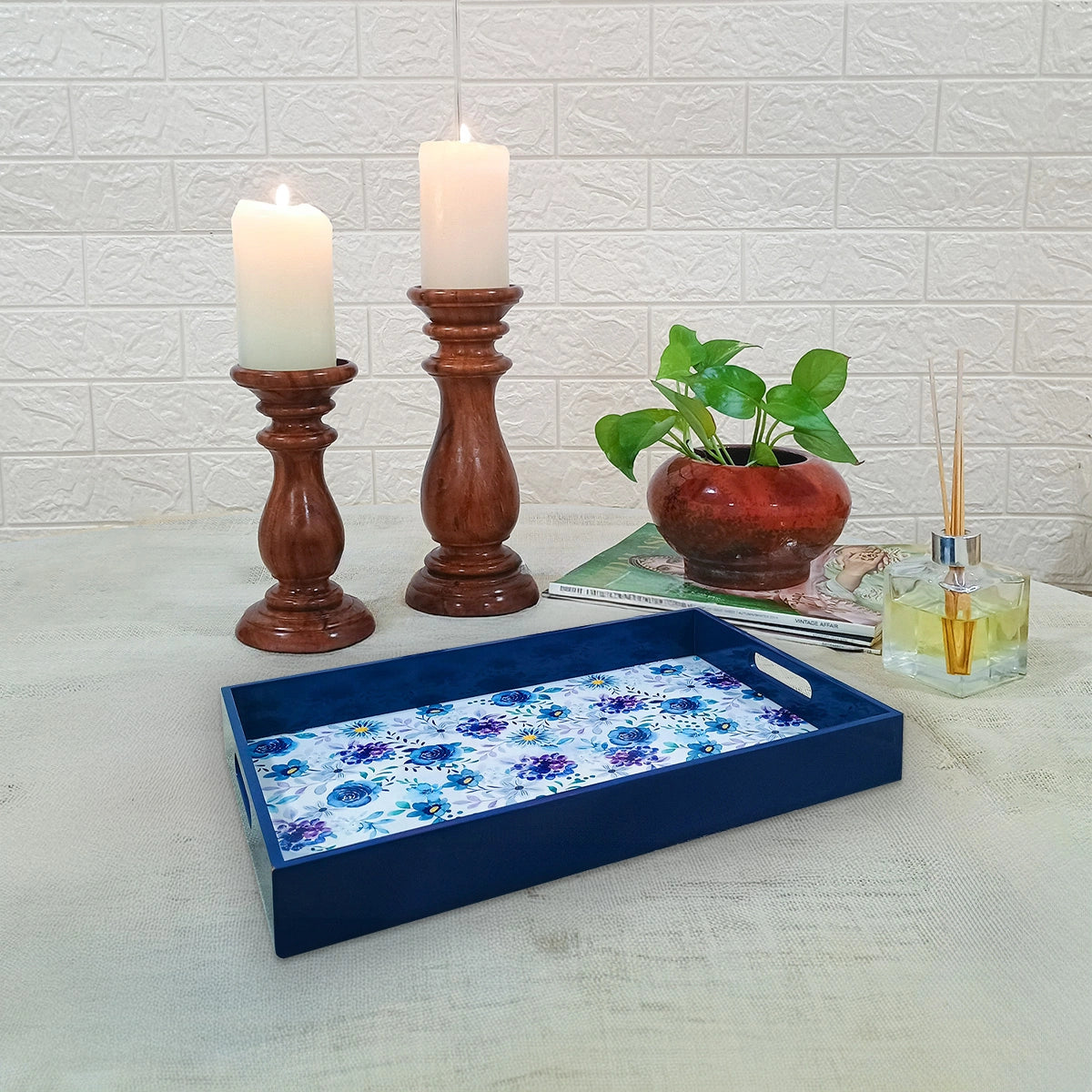 Your Signature Style ~ Handcrafted Indigo Roses Serving Trays