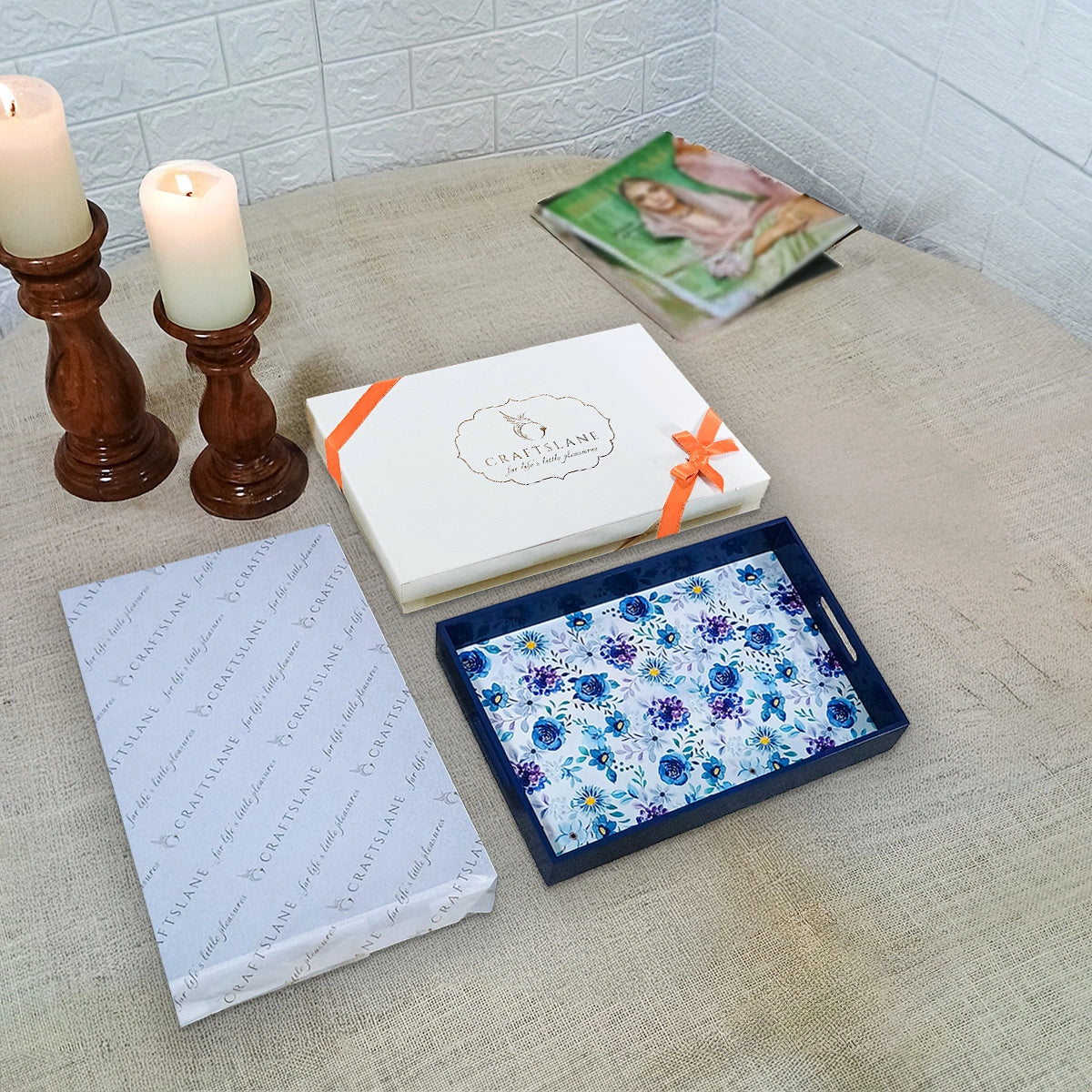 Your Signature Style ~ Handcrafted Indigo Roses Serving Trays