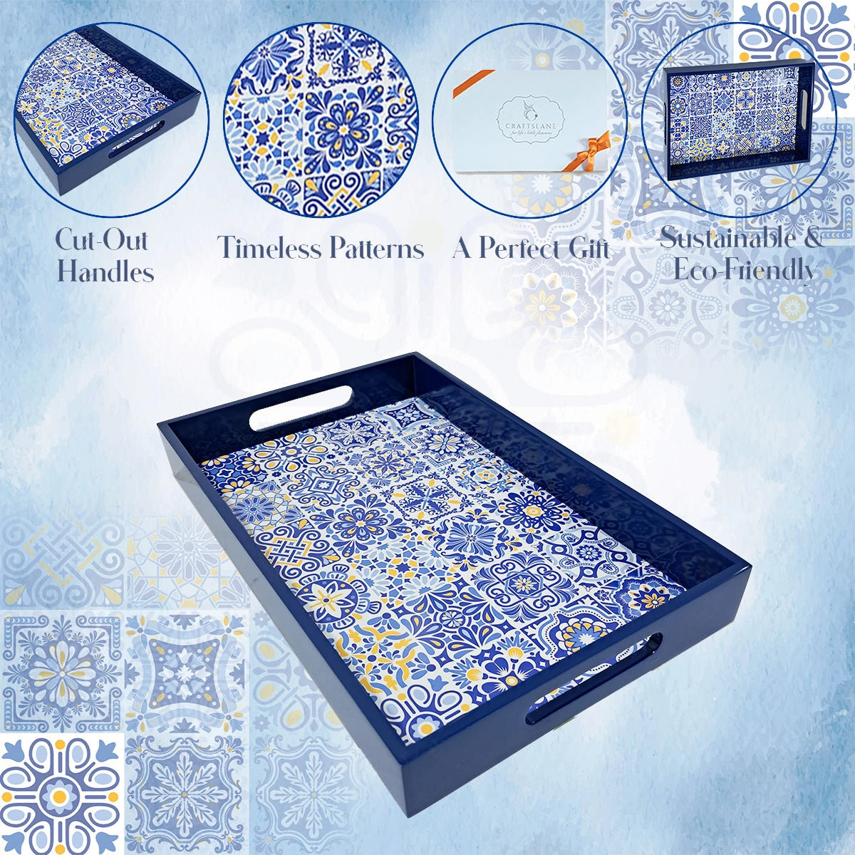 Your Signature Style ~ Handcrafted Portuguese Blue Tiles Serving Trays