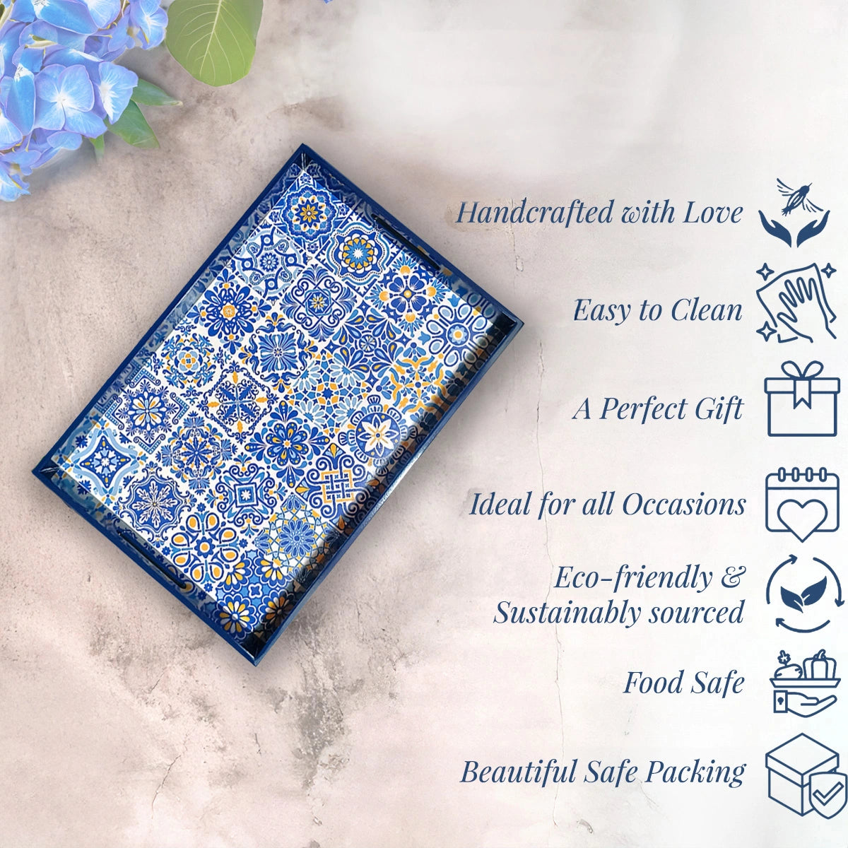 Your Signature Style ~ Handcrafted Portuguese Blue Tiles Serving Trays