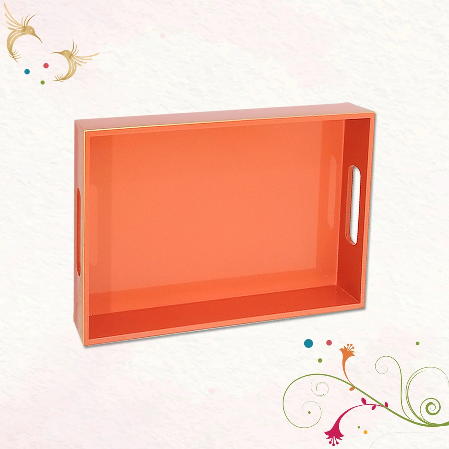 Classic Handcrafted Solid Salmon Wooden Serving Trays 12x8 Inch