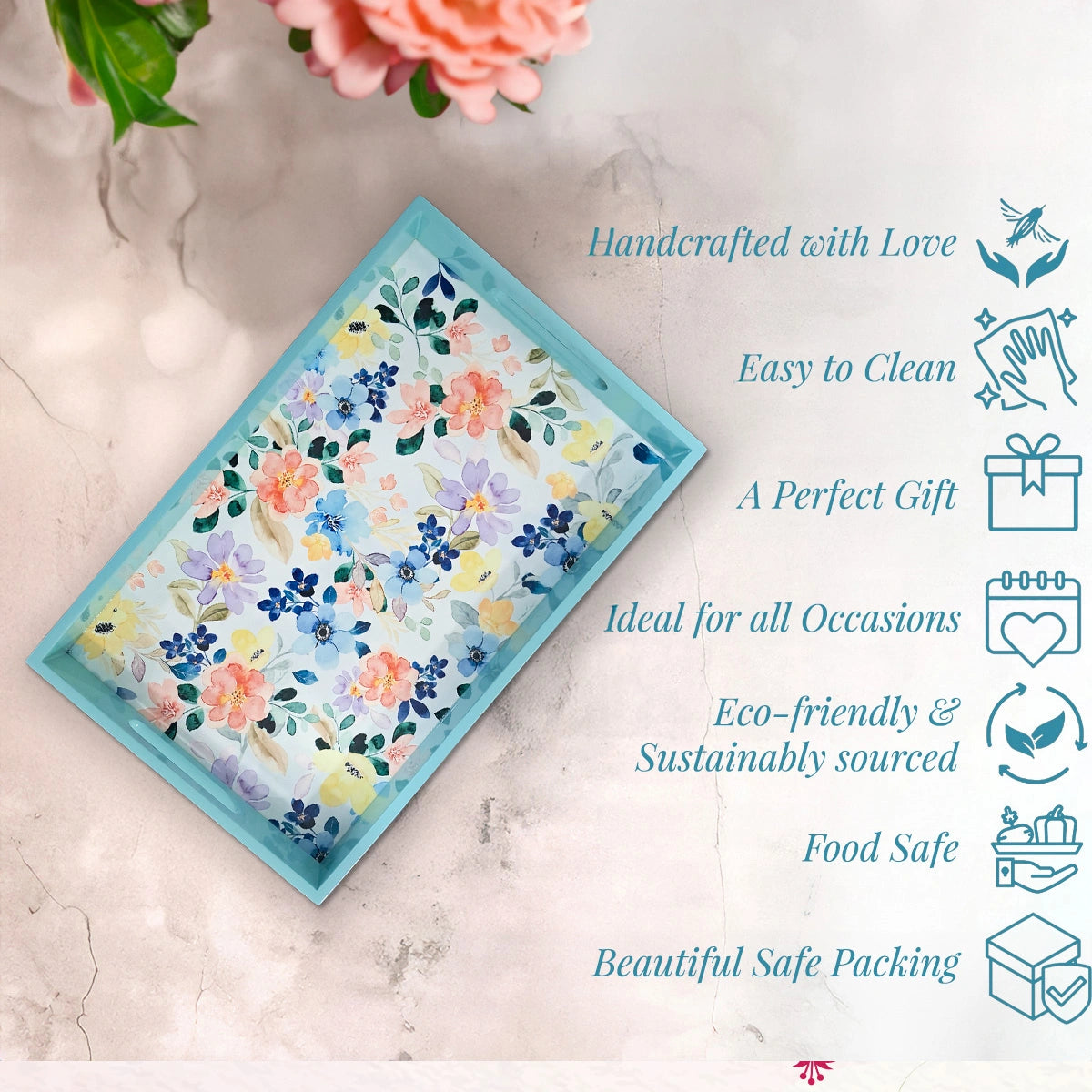Your Signature Style ~ Handcrafted Summer Flowers Serving Trays