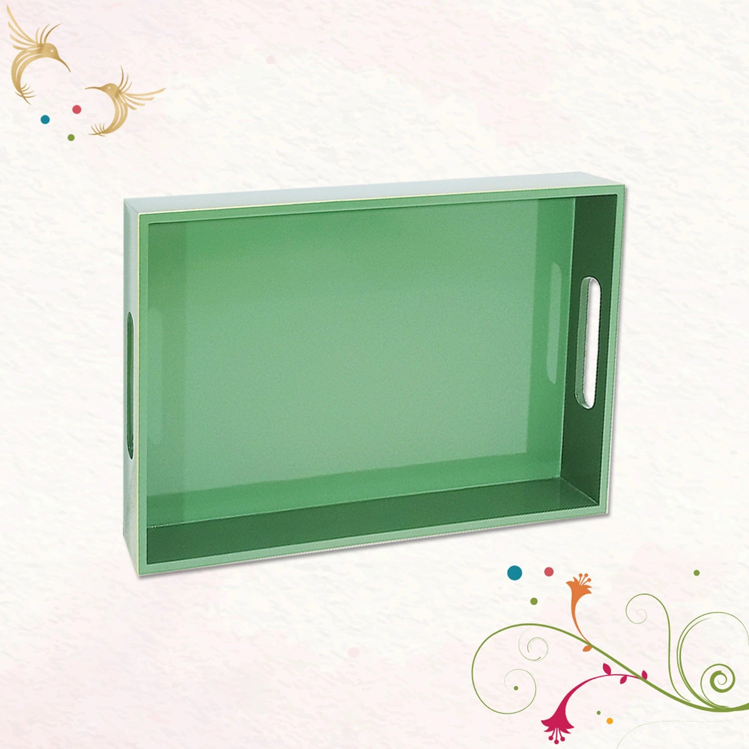 Classic Handcrafted Solid Sage Wooden Serving Trays 12x8 Inch