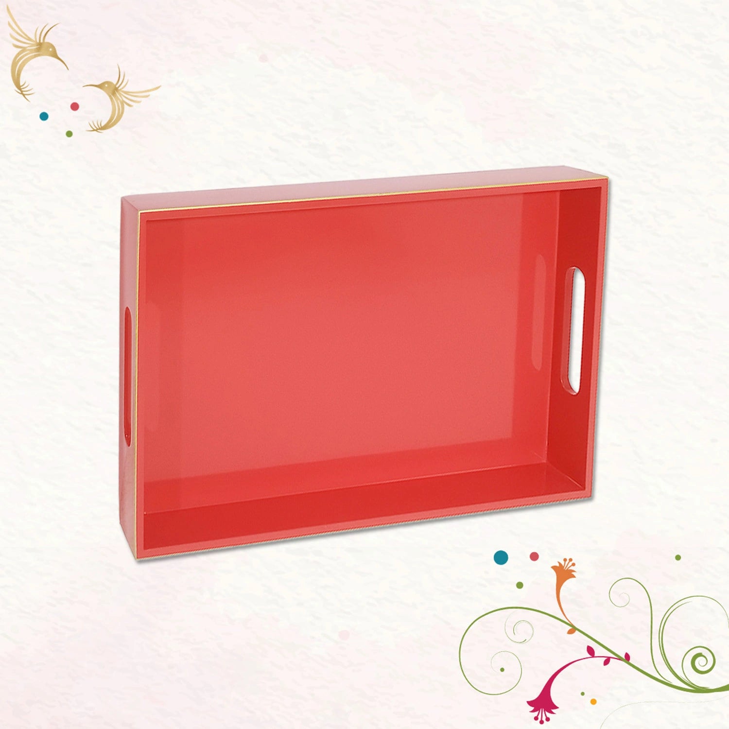 Classic Handcrafted Solid Strawberry Wooden Serving Trays 12x8 Inch