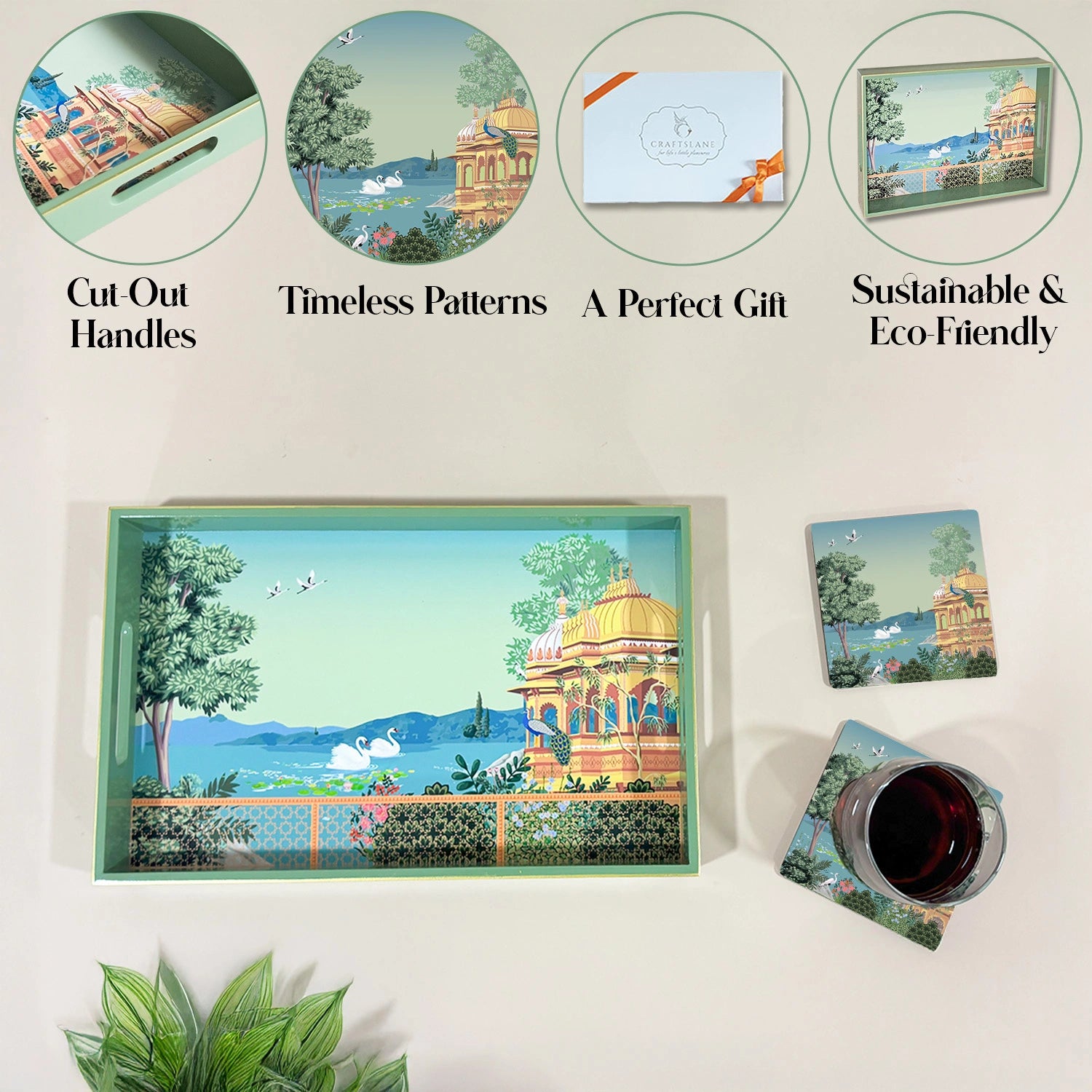 Your Signature Style ~ Handcrafted Swan Serenade Serving Trays  12x8 Inch