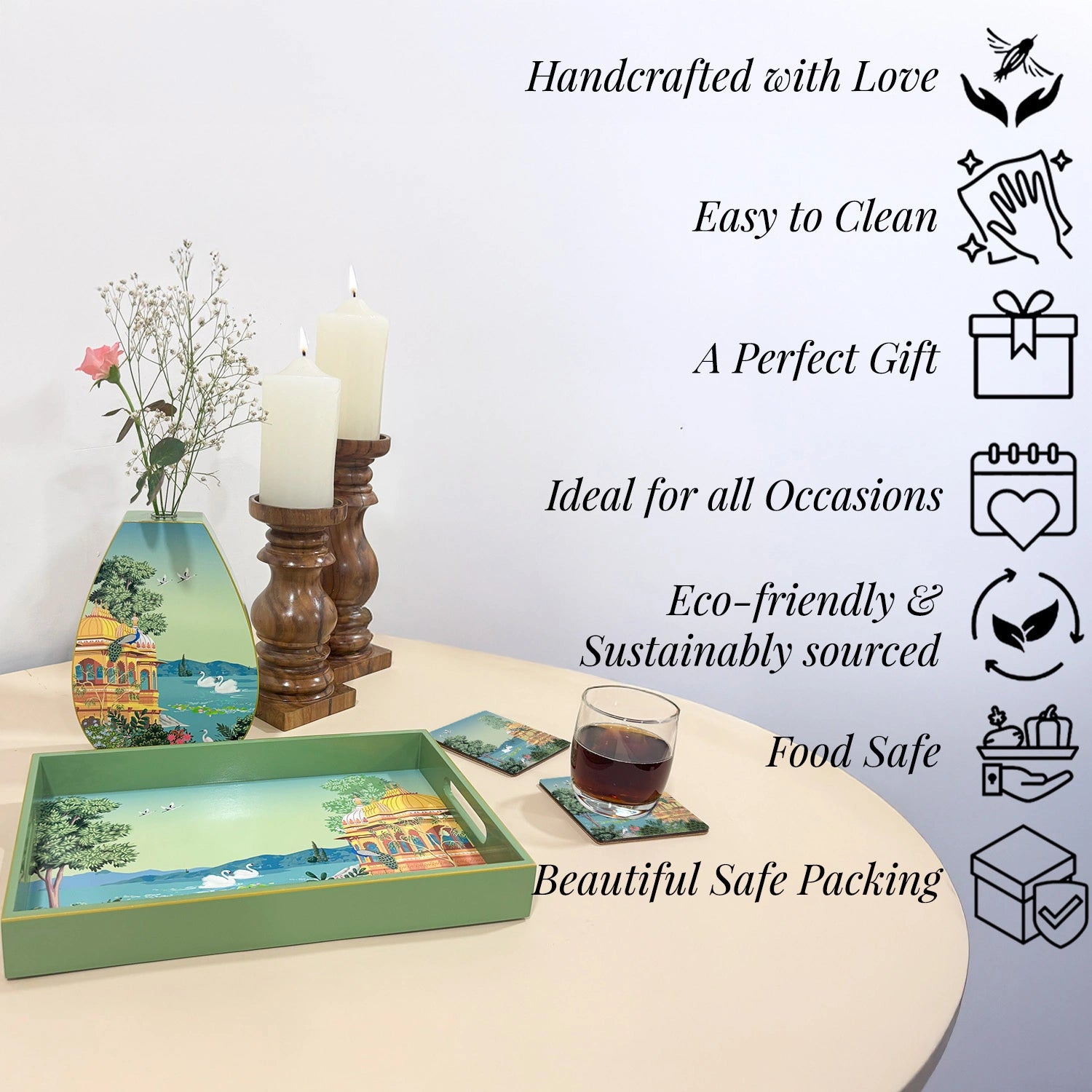 Your Signature Style ~ Handcrafted Swan Serenade Serving Trays  12x8 Inch