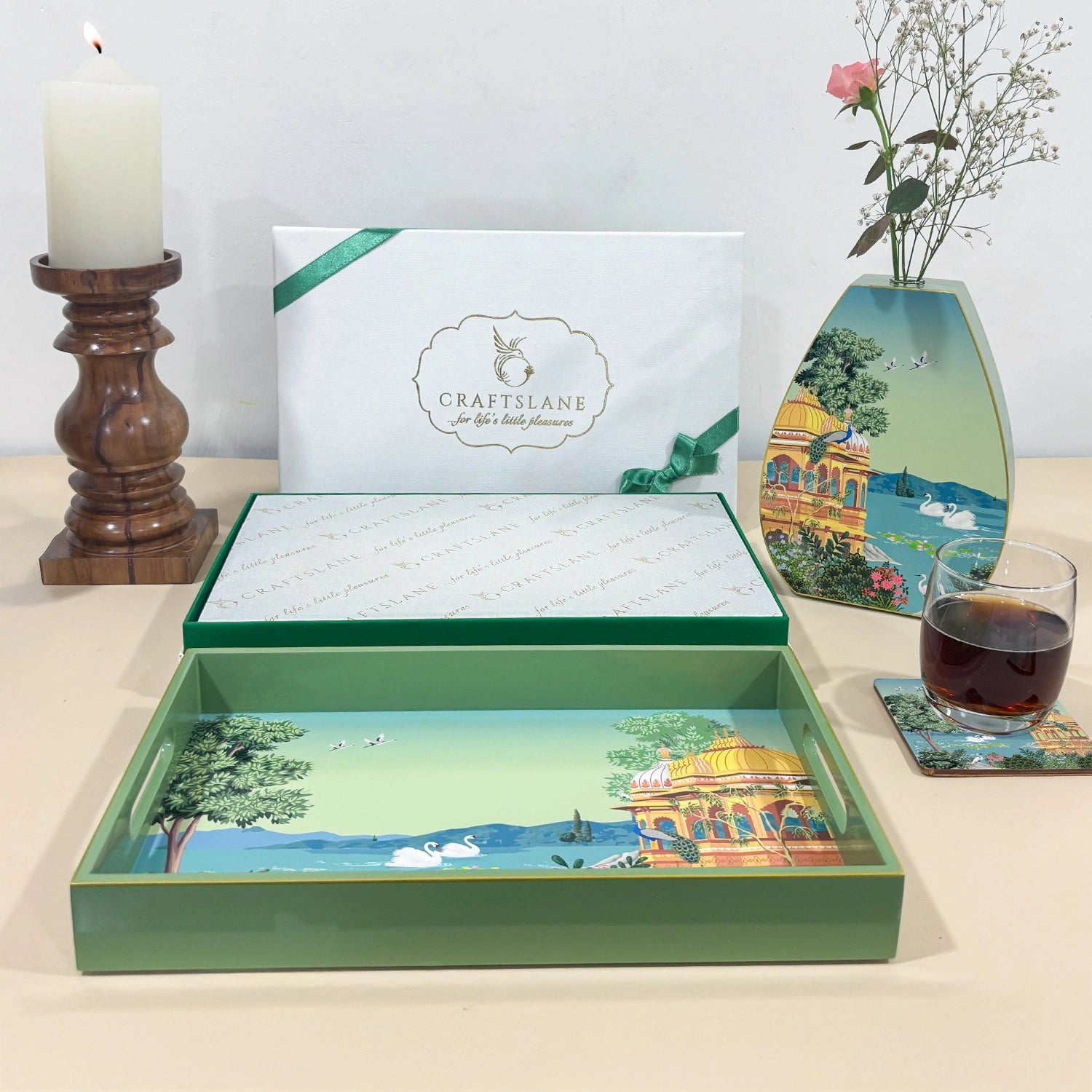 Your Signature Style ~ Handcrafted Swan Serenade Serving Trays  12x8 Inch