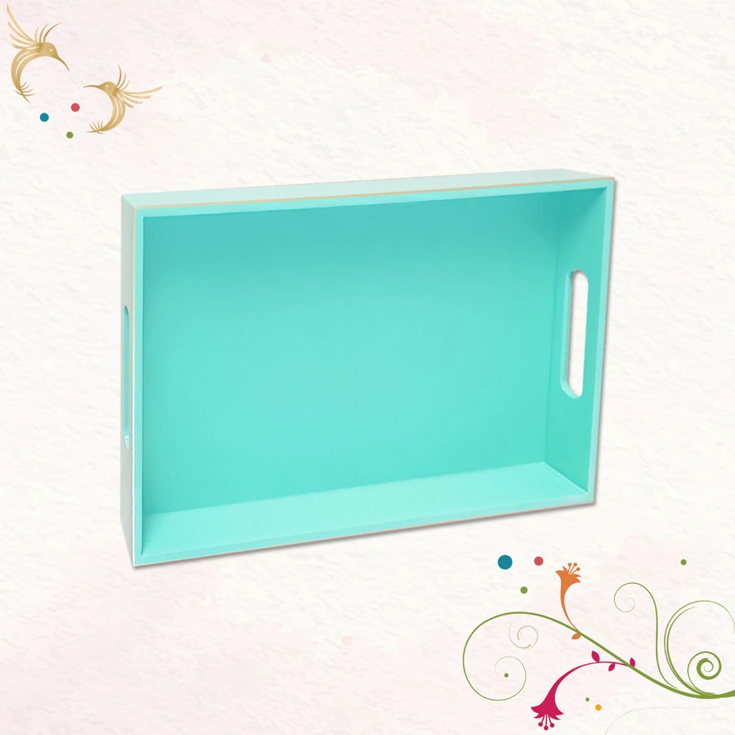 Classic Handcrafted Solid Tiffany Wooden Serving Trays 12x8 Inch