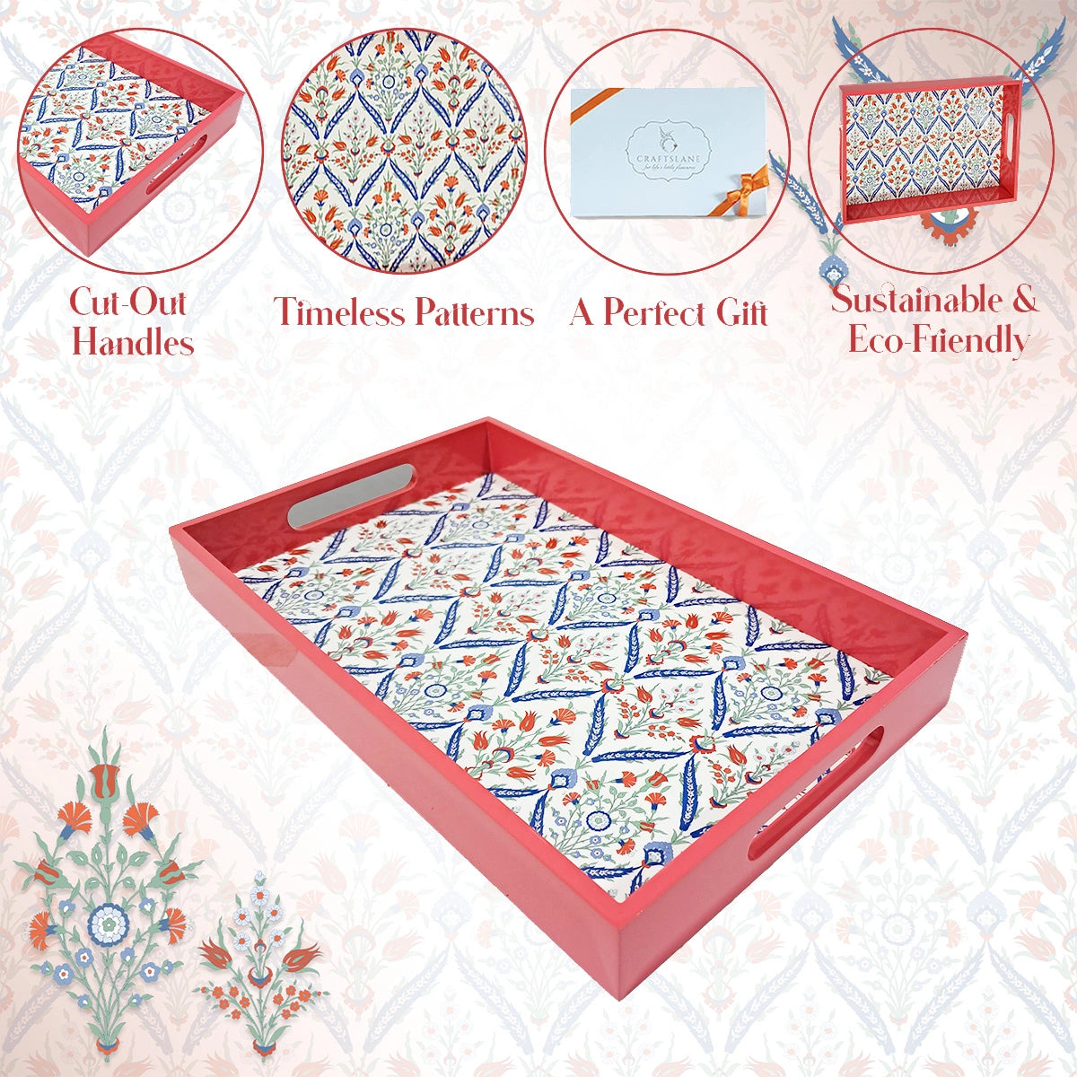 Your Signature Style ~ Handcrafted Turkish Flowers Serving Trays