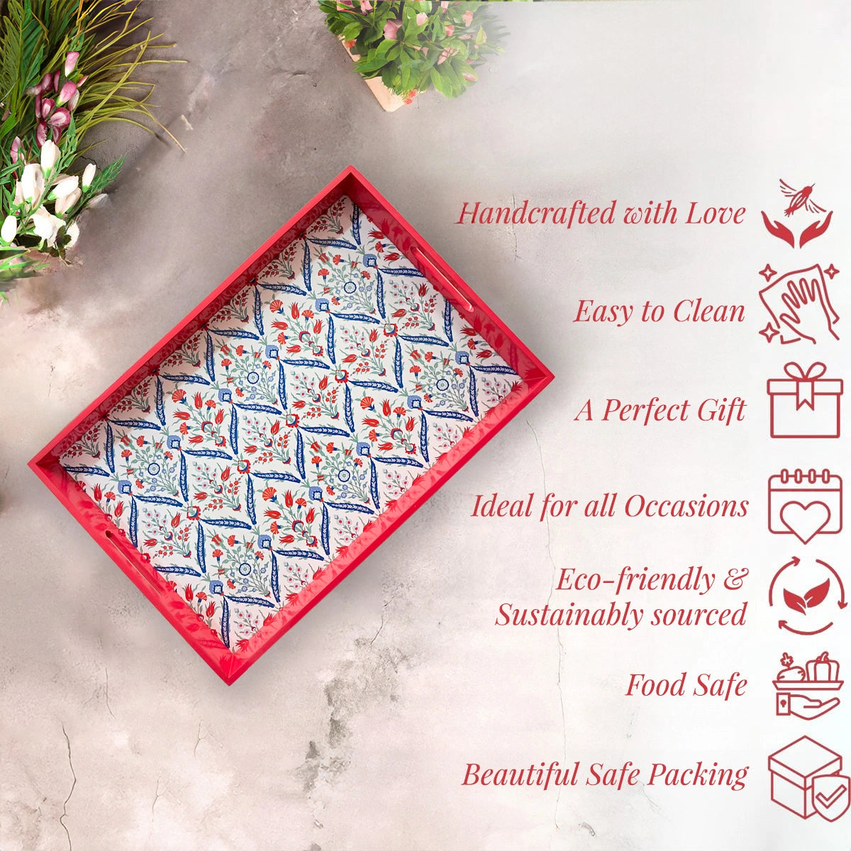 Your Signature Style ~ Handcrafted Turkish Flowers Serving Trays