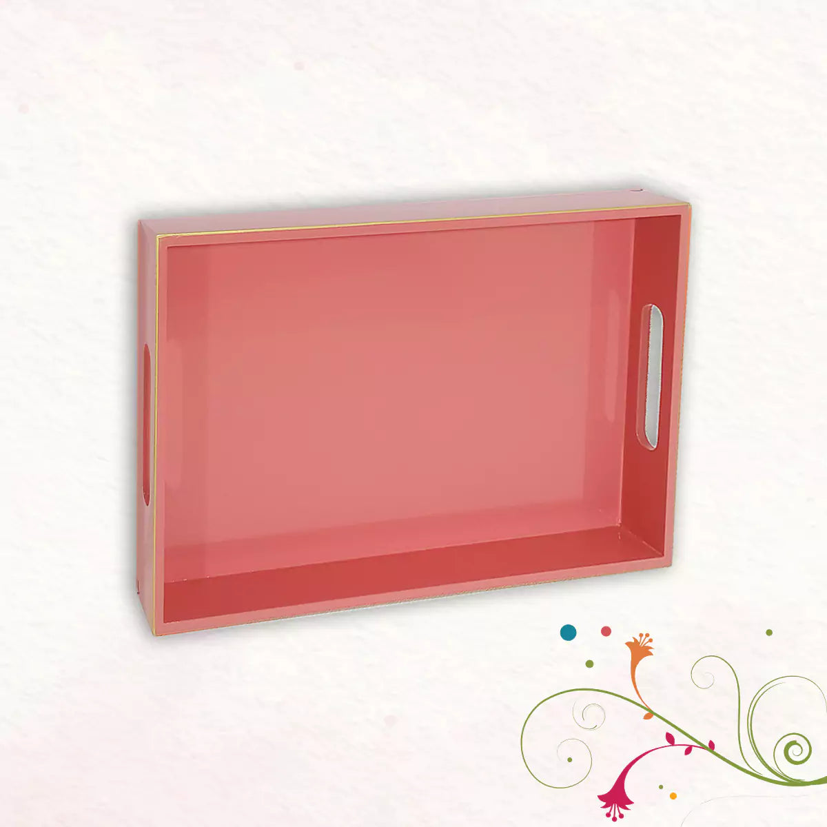 Classic Handcrafted Solid Blush Wooden Serving Trays 12x8 Inch