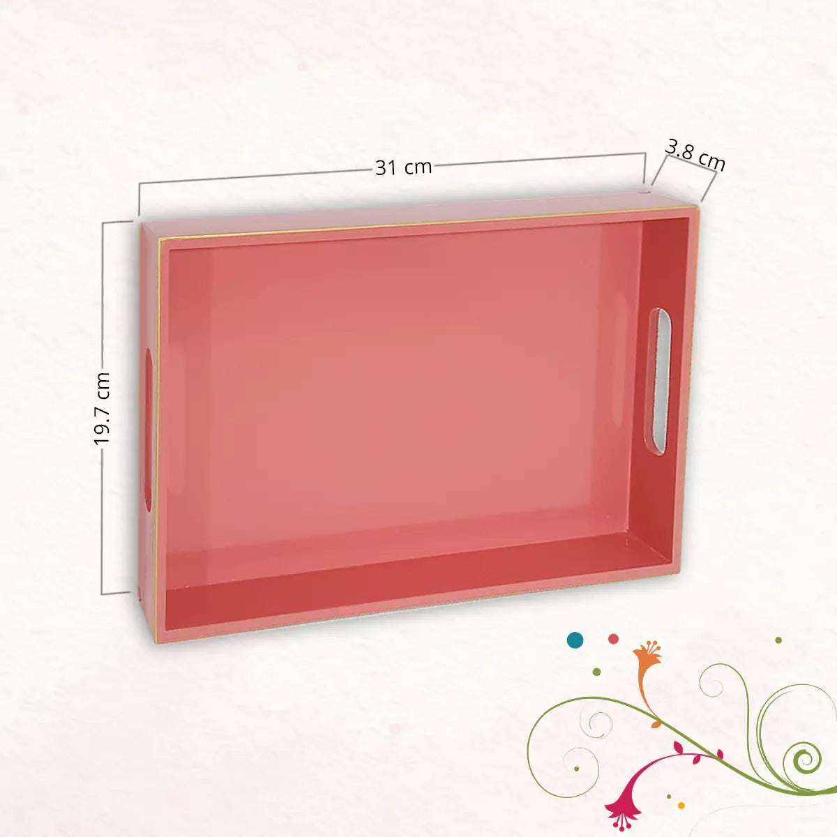 Classic Handcrafted Solid Blush Wooden Serving Trays 12x8 Inch