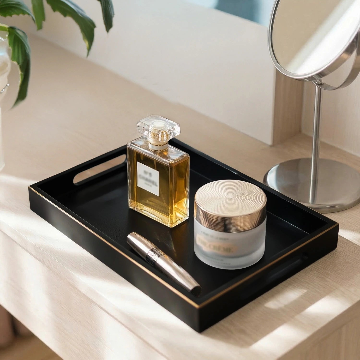 Classic Handcrafted Solid Charcoal Black Wooden Serving Trays