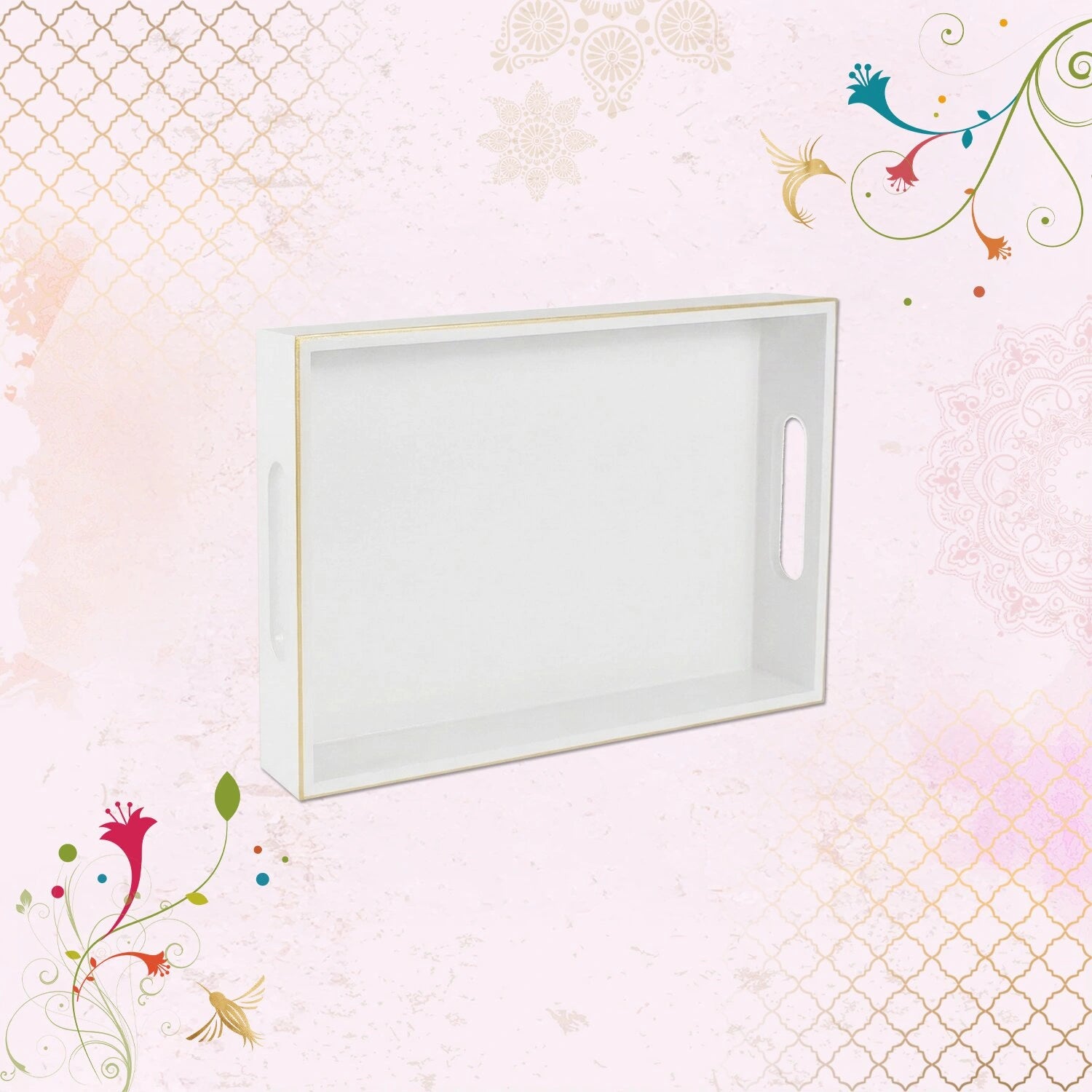 Classic Handcrafted Solid Eggshell Wooden Serving Trays