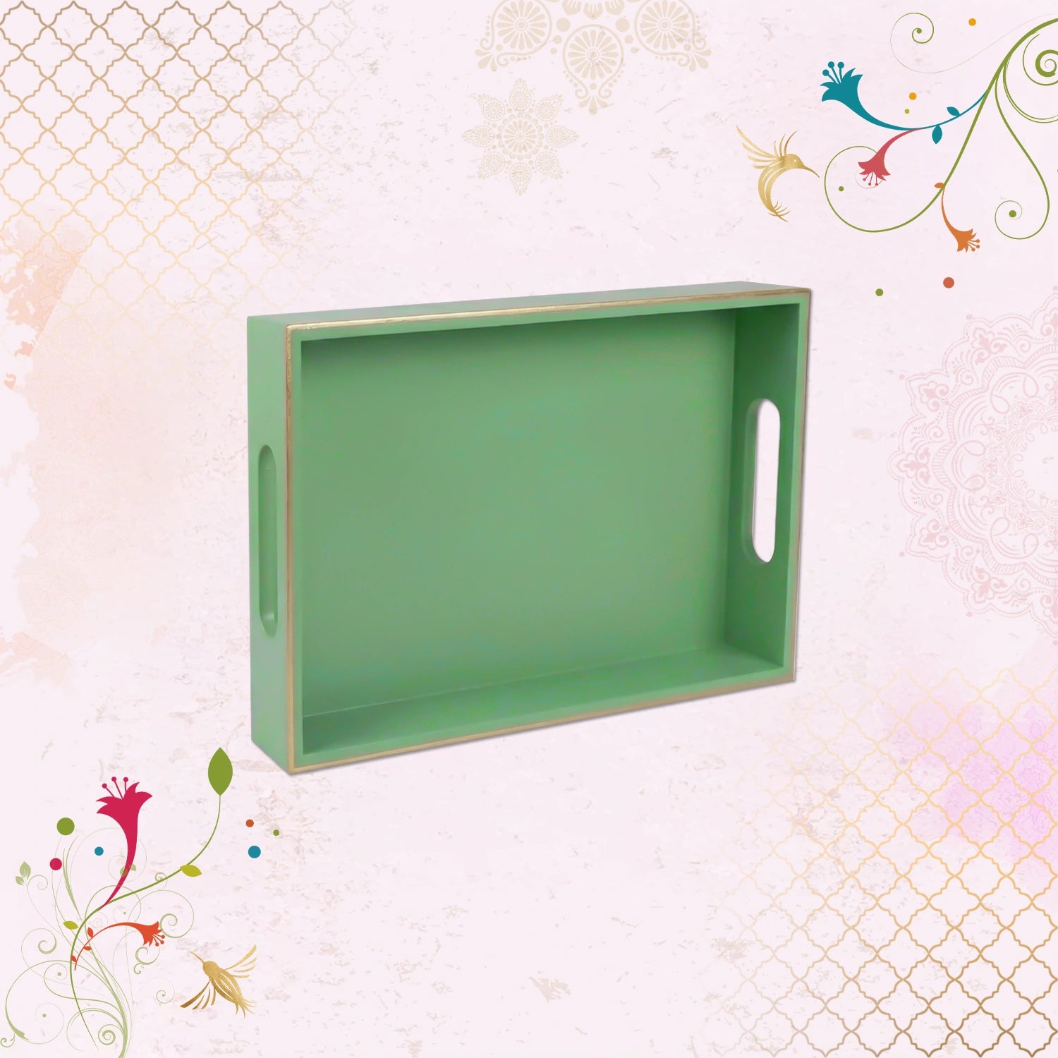 Classic Handcrafted Solid Sage Wooden Serving Trays