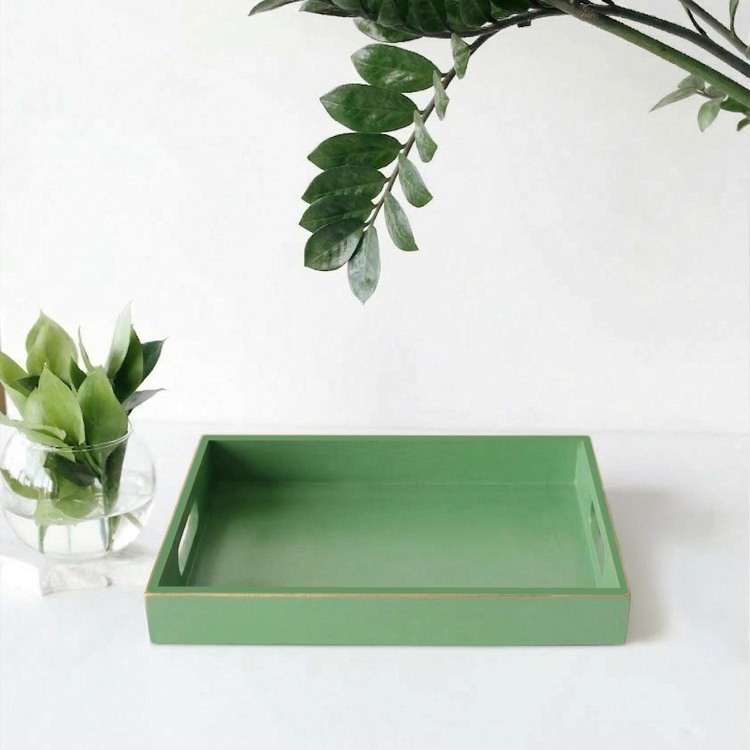 Classic Handcrafted Solid Sage Wooden Serving Trays