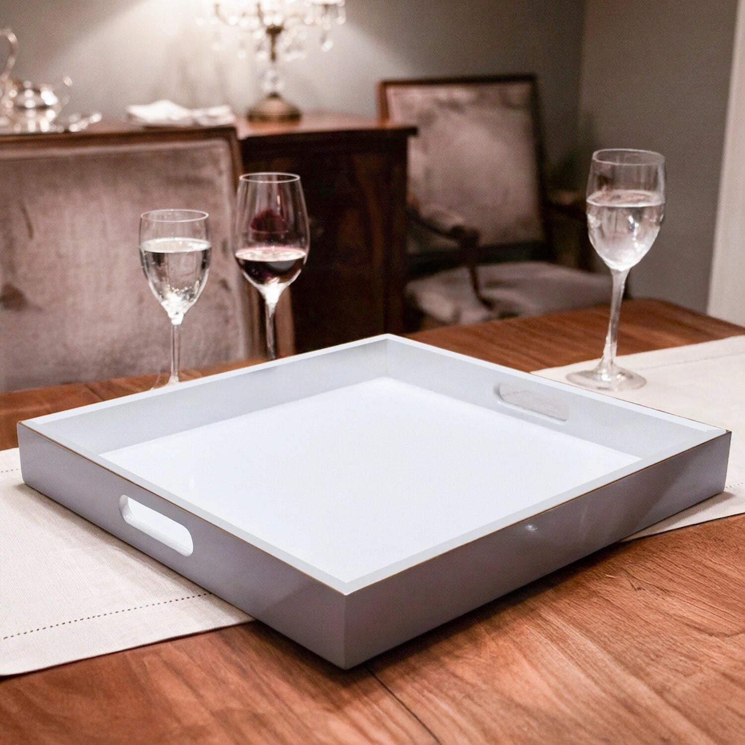 Classic Handcrafted Solid Eggshell Wooden Serving Trays