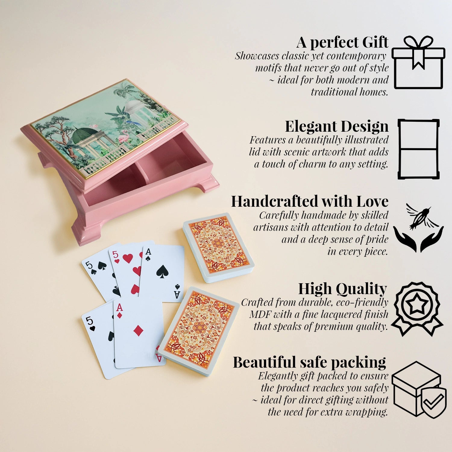 Flamingo Whispers Signature Playing Cards Box with 2 Decks of Cards