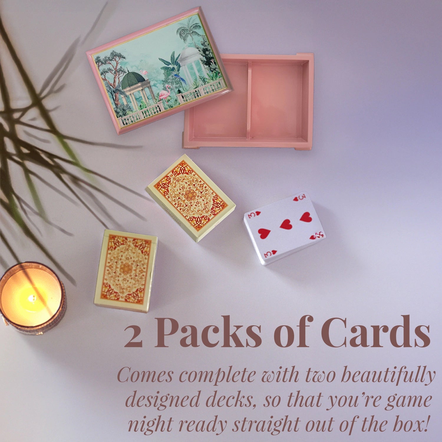 Flamingo Whispers Signature Playing Cards Box with 2 Decks of Cards