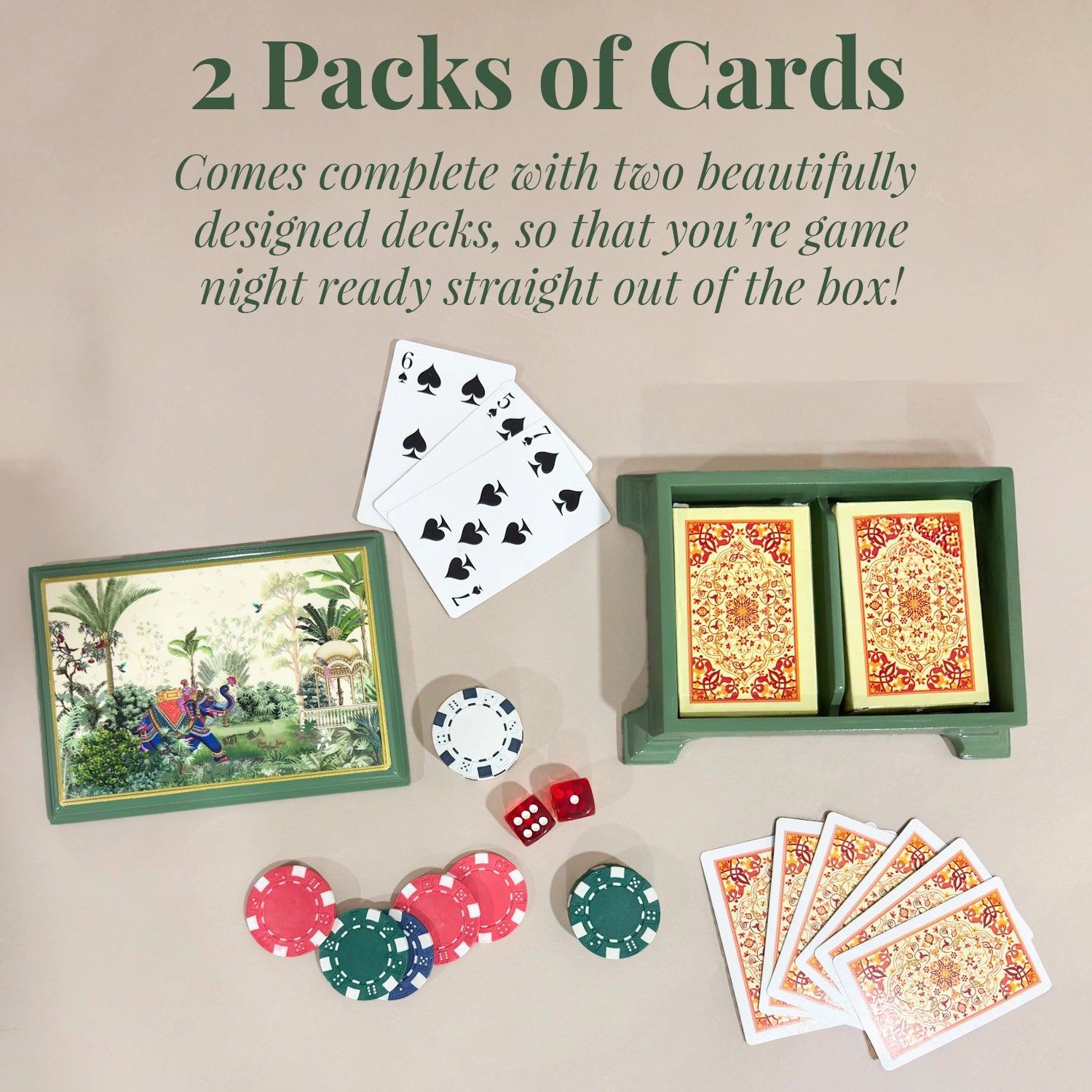 Majestic Tranquility Signature Playing Cards Box with 2 Decks of Cards