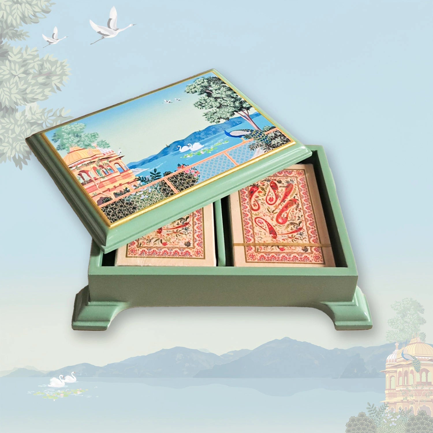 Swan Serenade Signature Playing Cards Box with 2 Decks of Cards