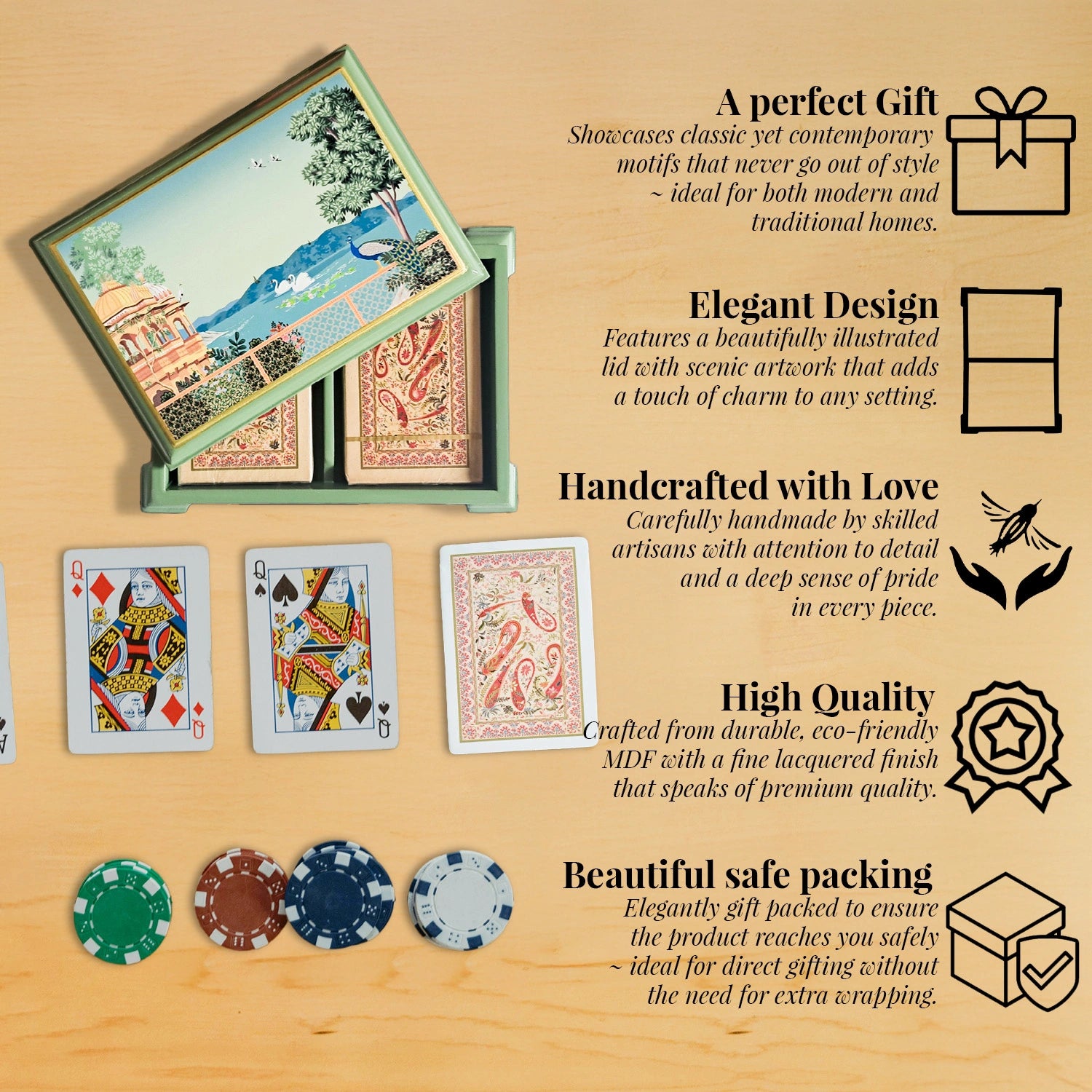 Swan Serenade Signature Playing Cards Box with 2 Decks of Cards