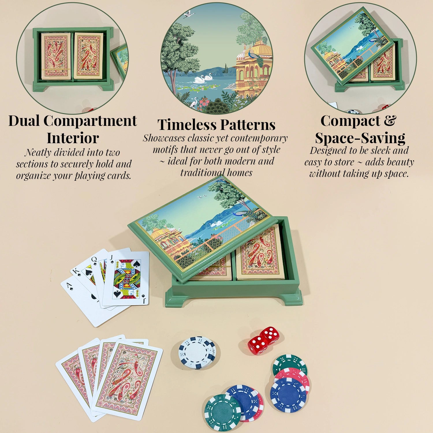 Swan Serenade Signature Playing Cards Box with 2 Decks of Cards