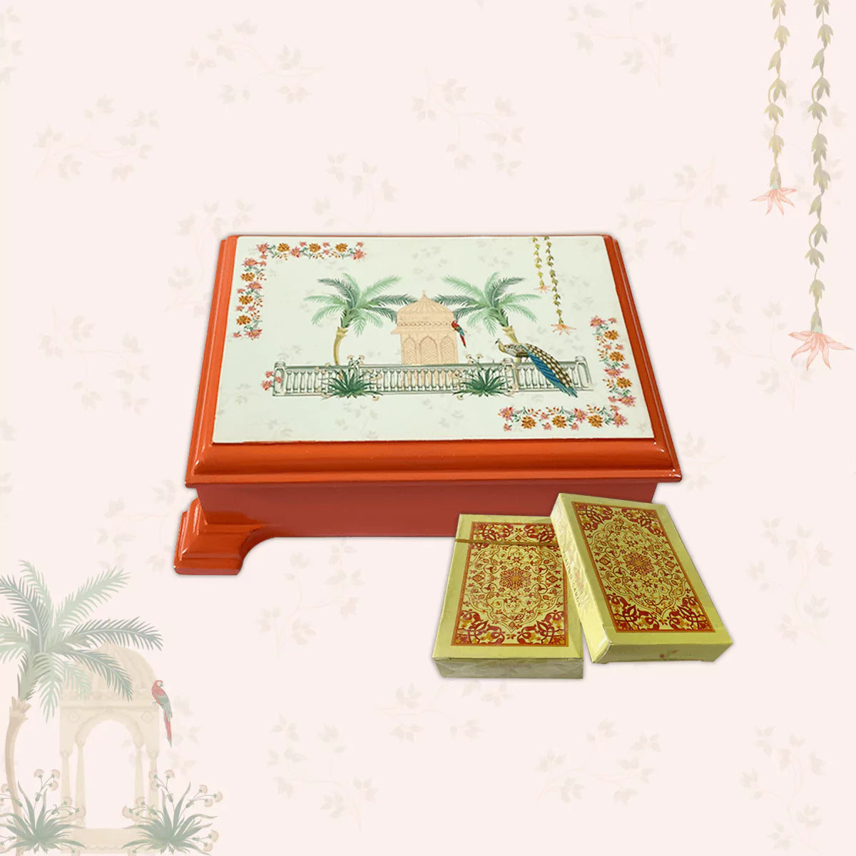 Mughal Gardens Luxe Playing Cards Box with 2 Decks of Cards