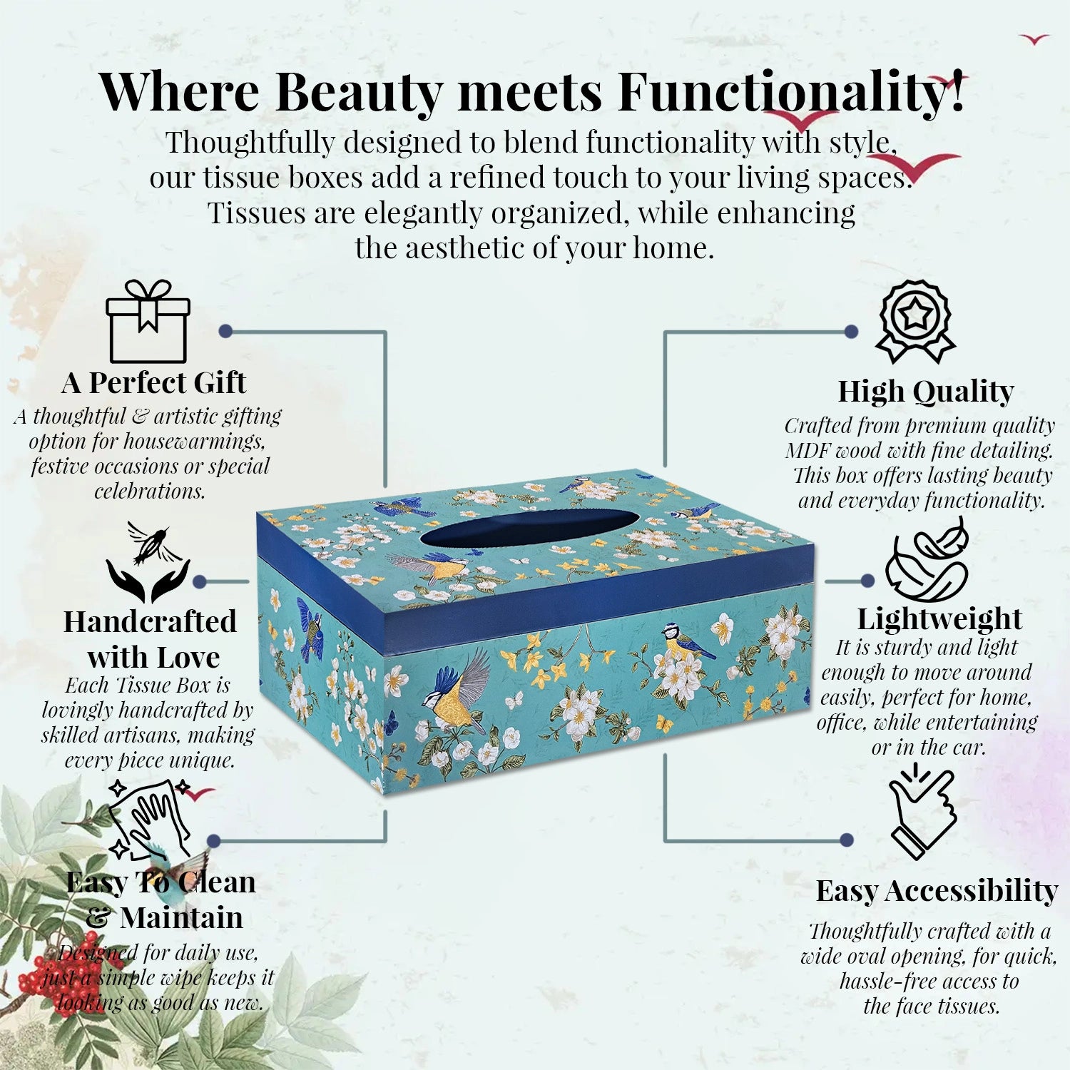 Birds in Paradise Handcrafted Tissue Box Holders