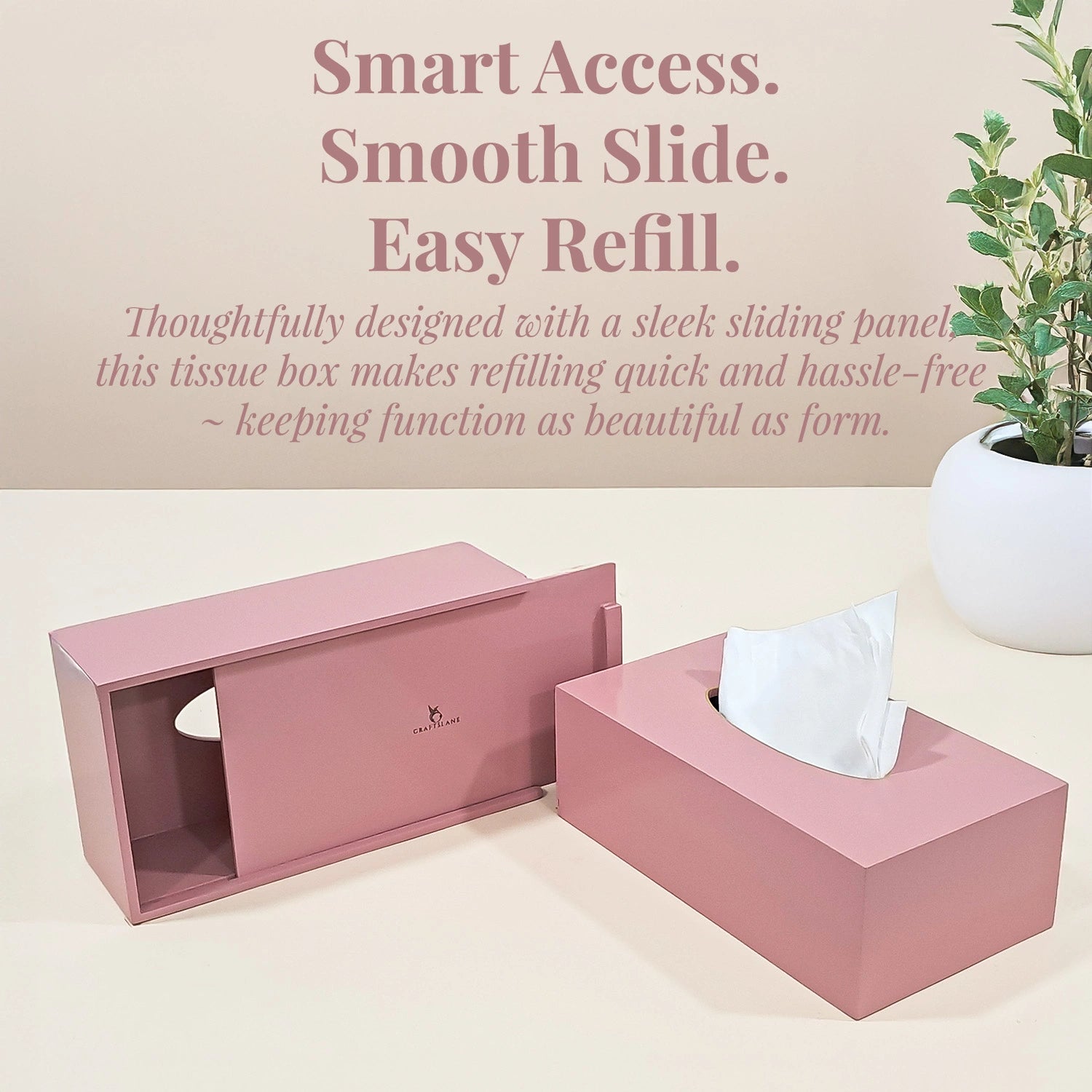 Baby Pink Solid Color Handcrafted Face Tissues Holder