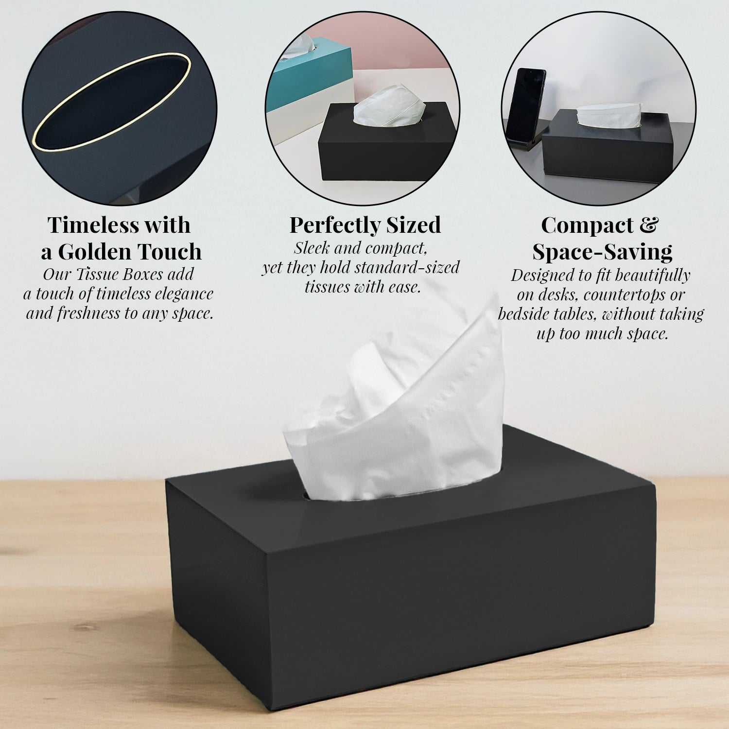 Charcoal Black Solid Color Handcrafted Face Tissues Holder