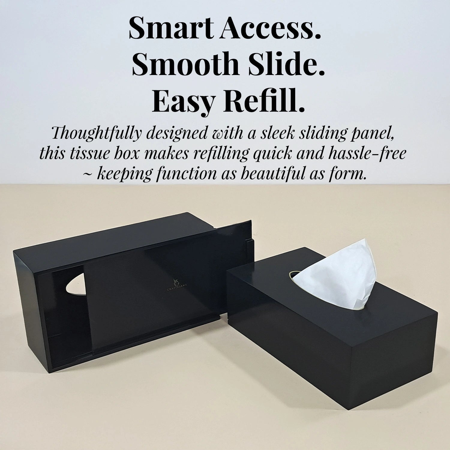 Charcoal Black Solid Color Handcrafted Face Tissues Holder