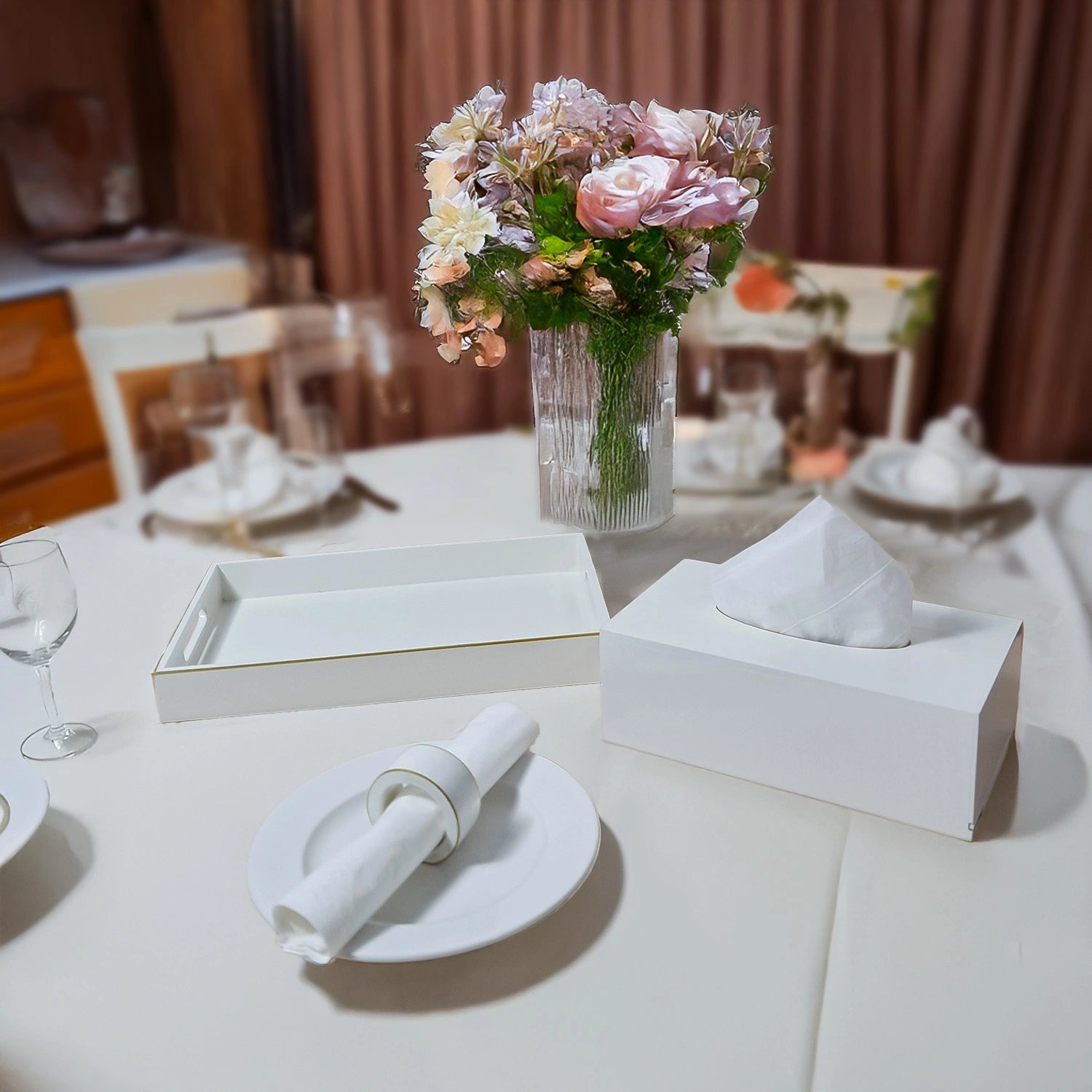 Eggshell Solid Color Handcrafted Face Tissues Holder