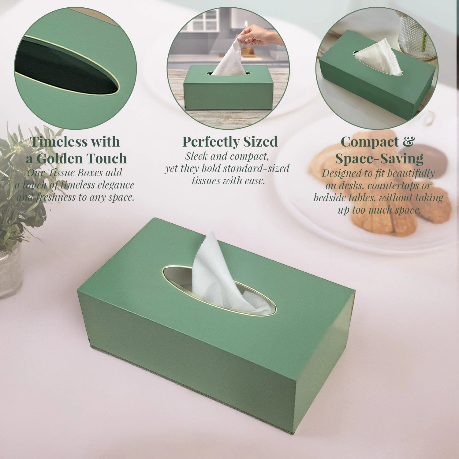 Sage Solid Color Handcrafted Face Tissues Holder