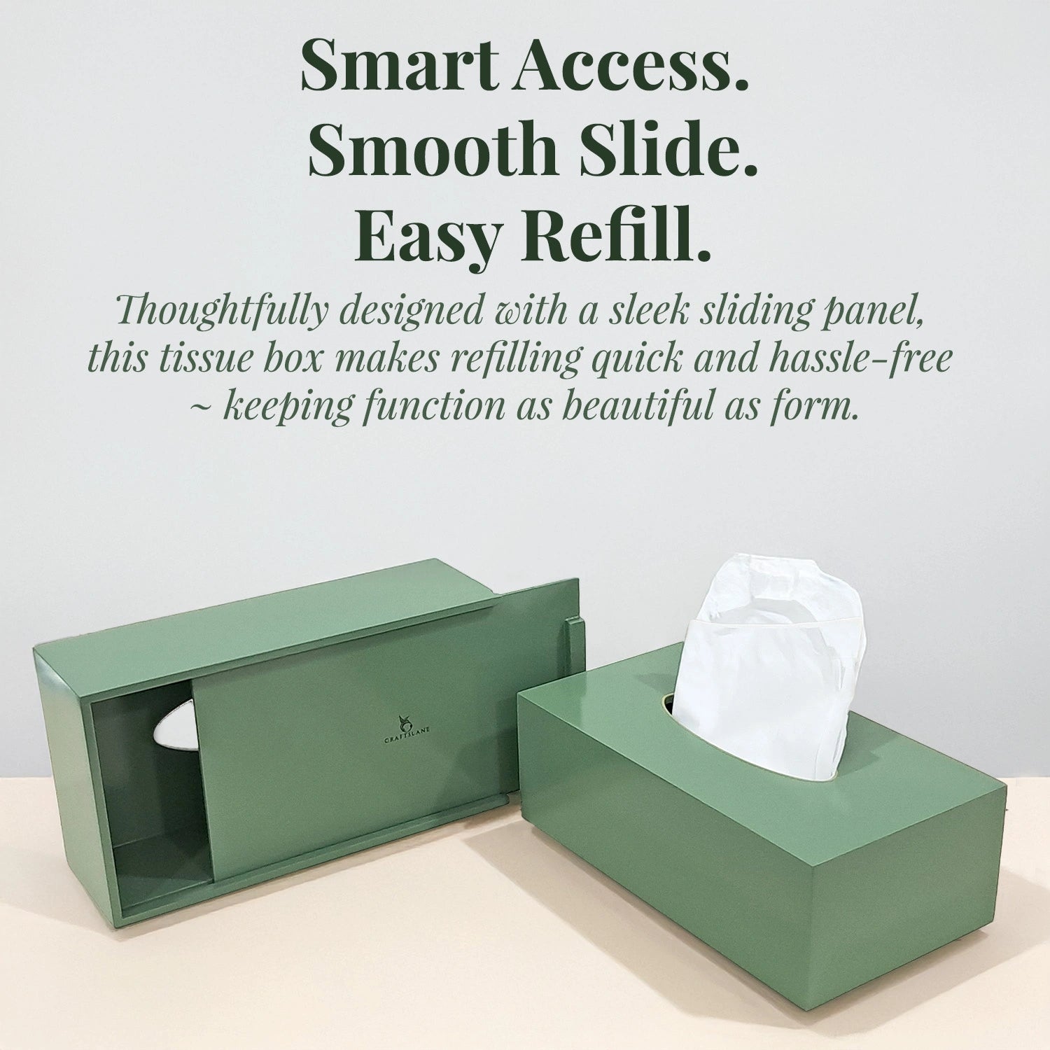 Sage Solid Color Handcrafted Face Tissues Holder