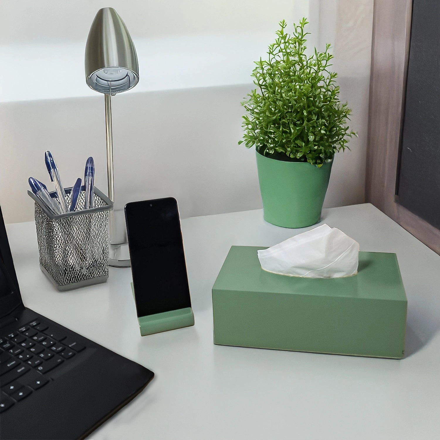 Sage Solid Color Handcrafted Face Tissues Holder