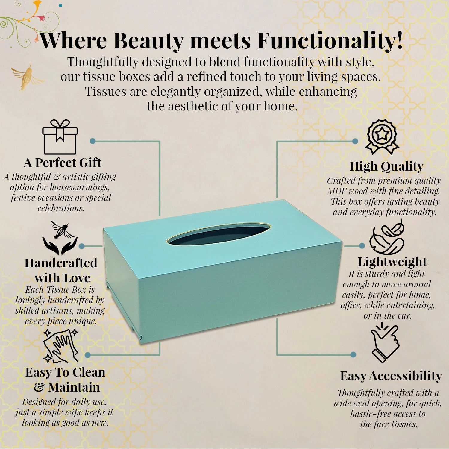 Tiffany Solid Color Handcrafted Face Tissues Holder