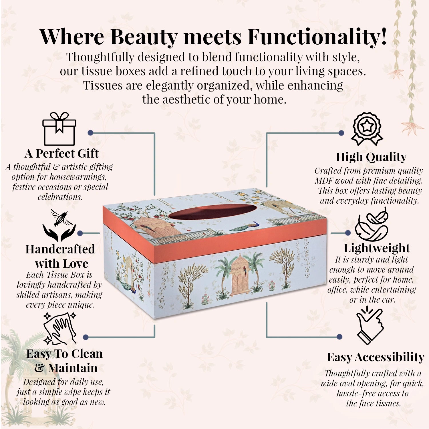 Mughal Gardens Handcrafted Tissue Box Holders