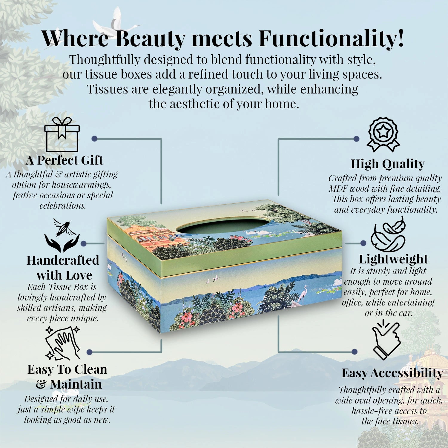 Swan Serenade Handcrafted Tissue Box Holders