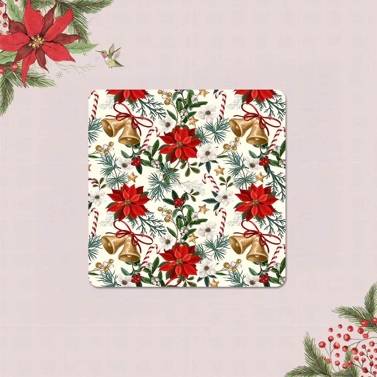 Christmas Bells Coasters | Set of 4 with Stand