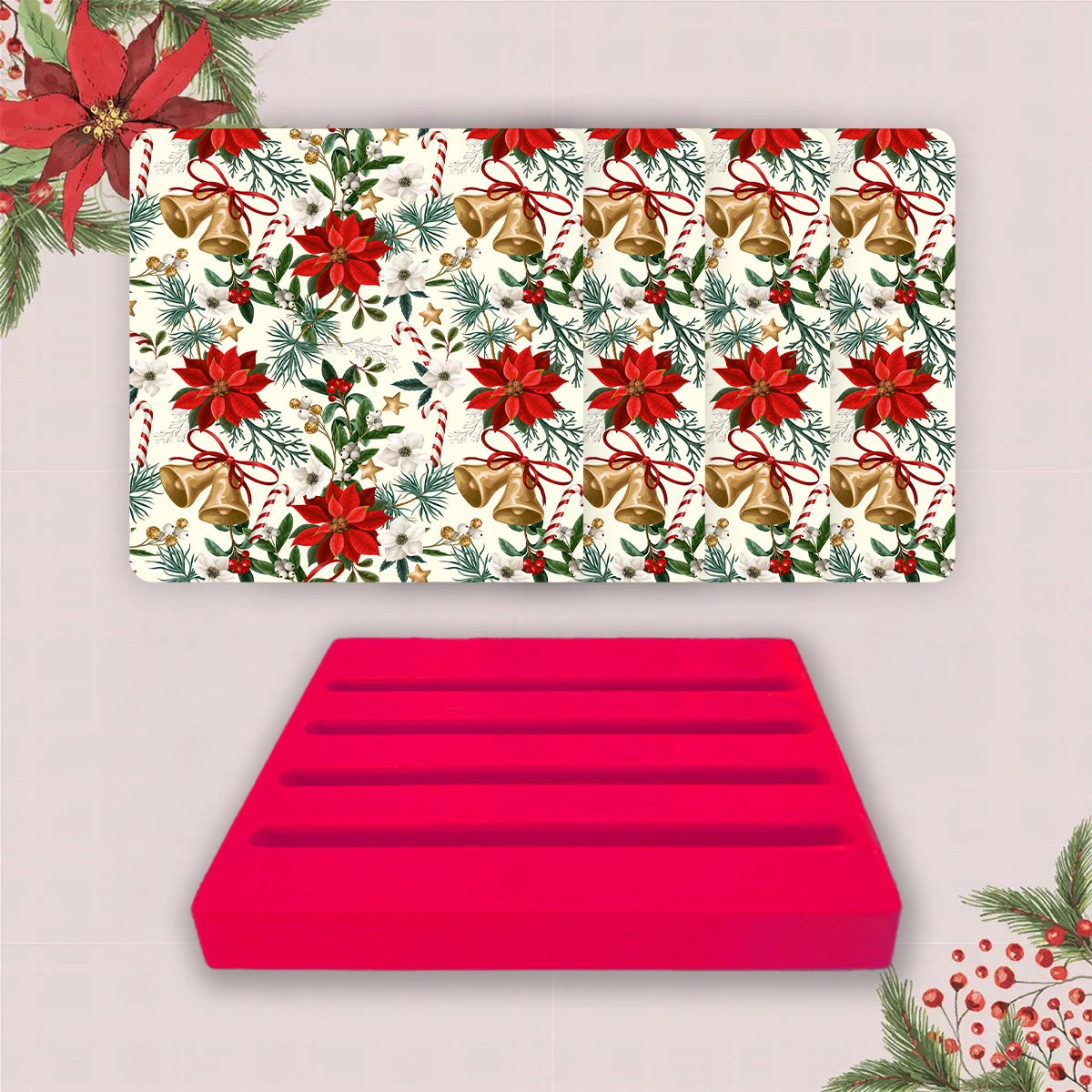 Christmas Bells Coasters | Set of 4 with Stand