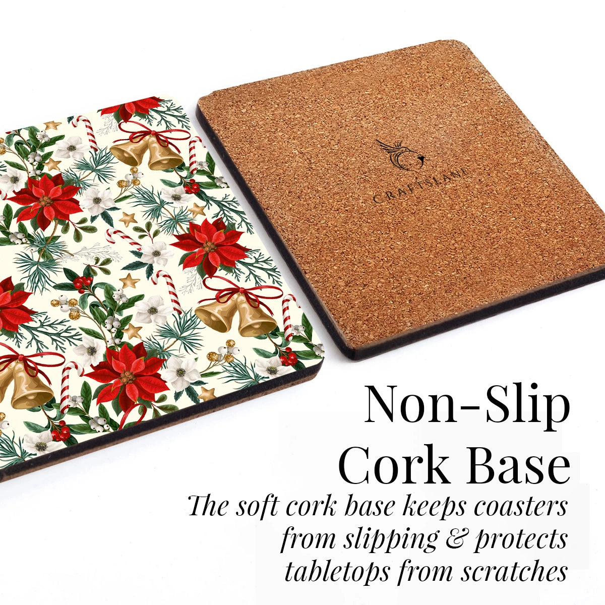 Christmas Bells Coasters | Set of 4 with Stand